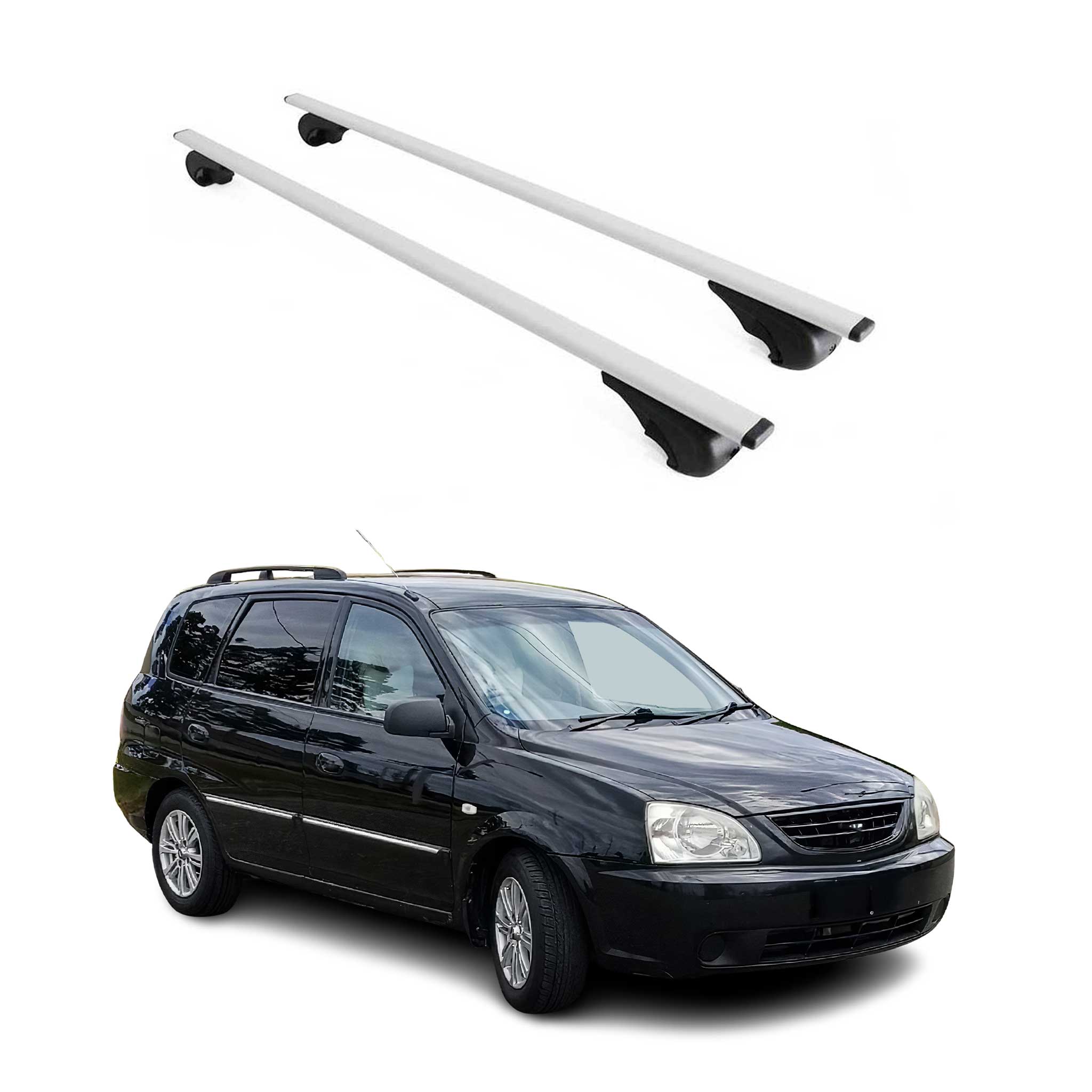 Dachträger Gepäckträger für Kia Carens 2002-2013 Grundträger Metall Silber 2tlg