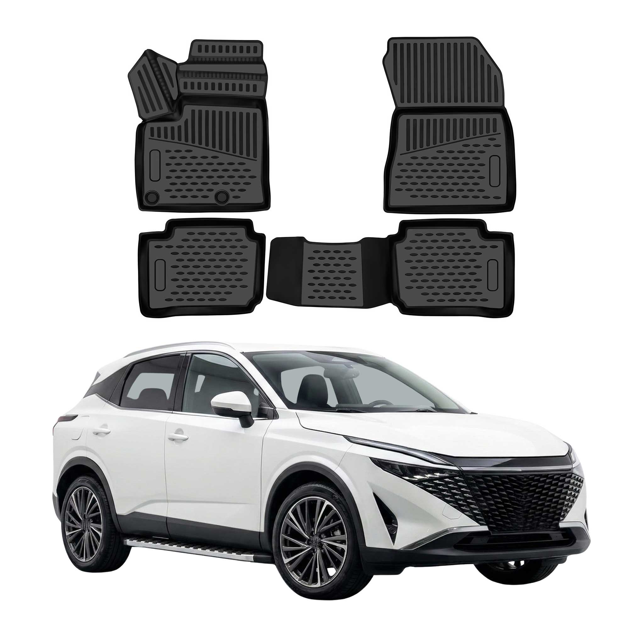 OMAC Gummimatten Fußmatten für Nissan Qashqai J12 Electric 2023-2026 TPE Schwarz