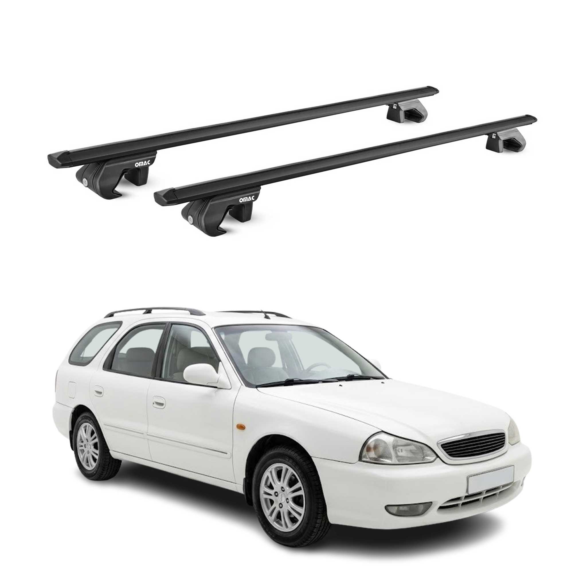 Dachträger Grundtäger für Kia Clarus Kombi 1996-2001 90kg Alu Schwarz 2 tlg ABE