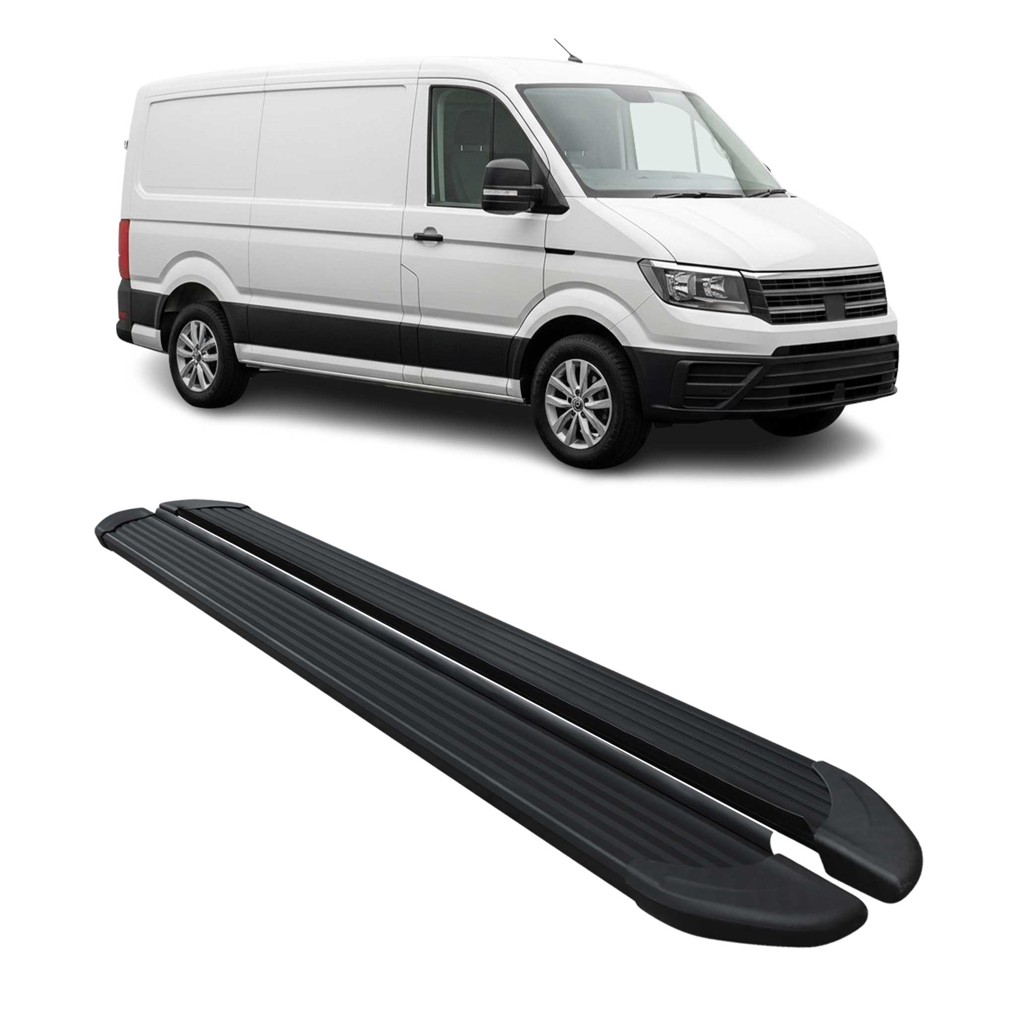 Trittbretter Seitenschweller für VW Crafter 2017-2026 L1 Aluminium Schwarz 2 tlg