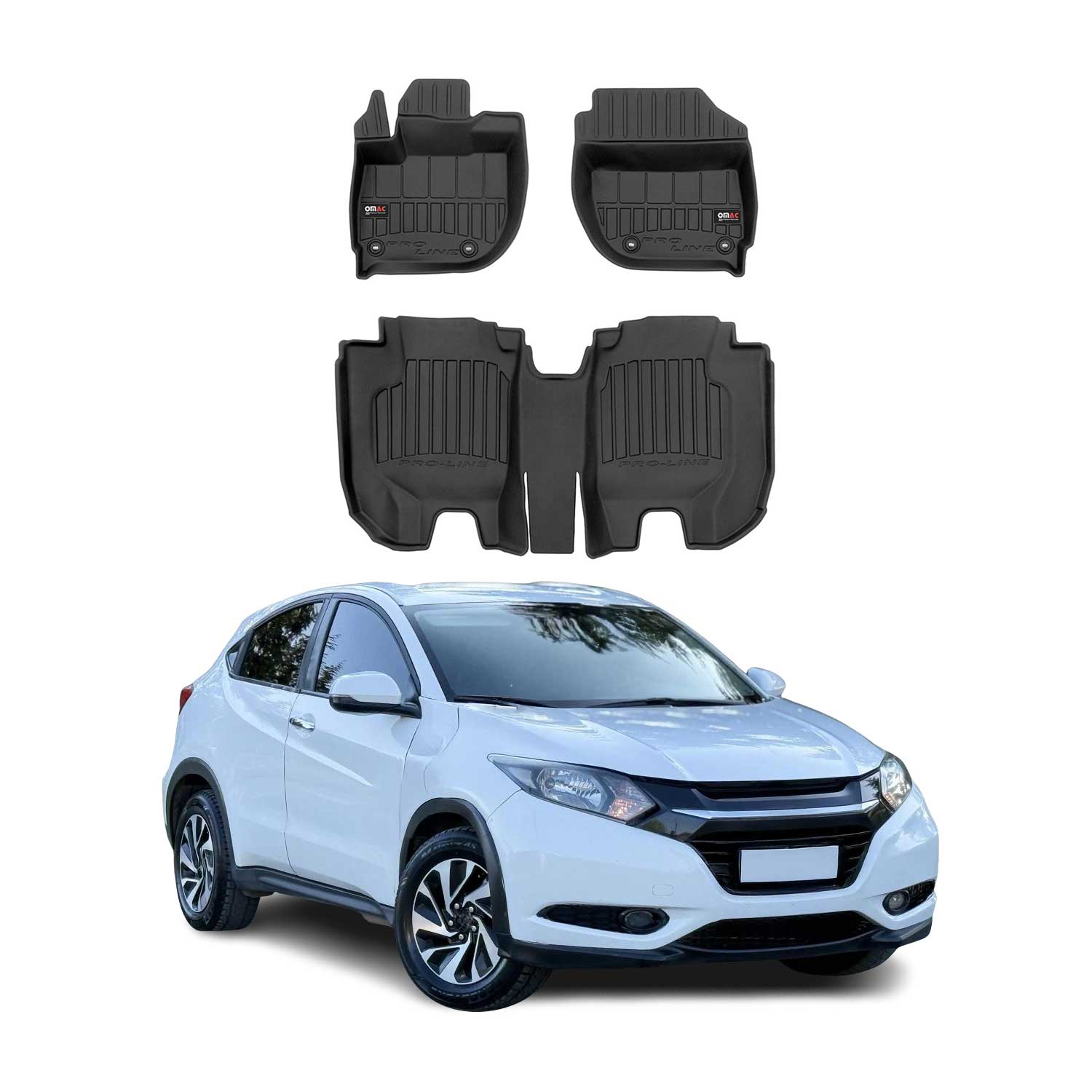 OMAC Gummi Fußmatten für Honda HR-V II 2015-2021 Premium TPE Automatten Schwarz