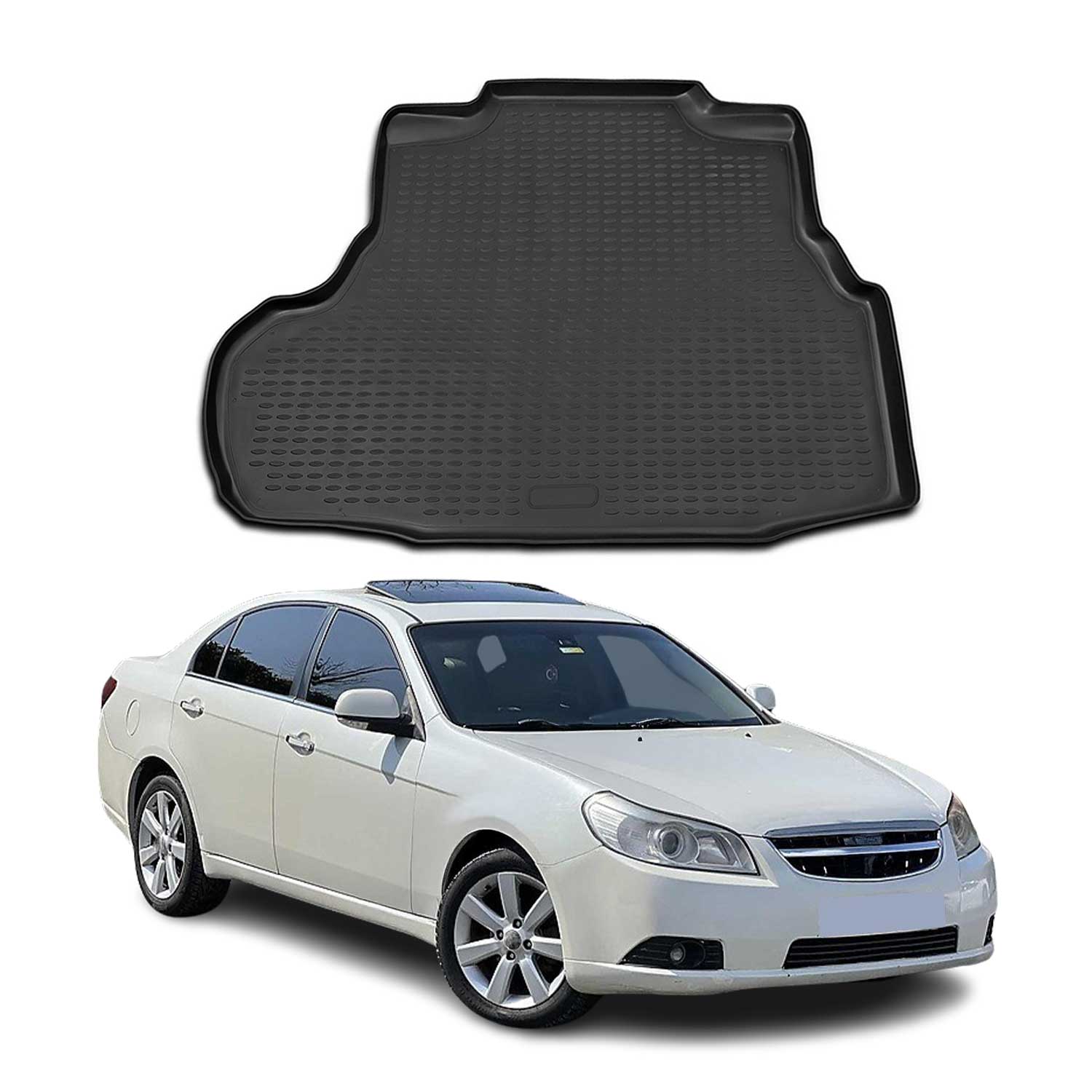 Kofferraummatte Kofferraumwanne für Chevrolet Epica 2006-2021 Gummi TPE Schwarz