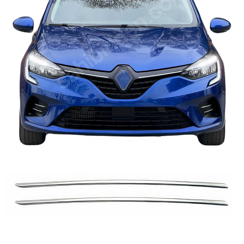 Kühlergrill Leisten Grillleisten für Renault Clio 2019-2025 Edelstahl Silber 2x