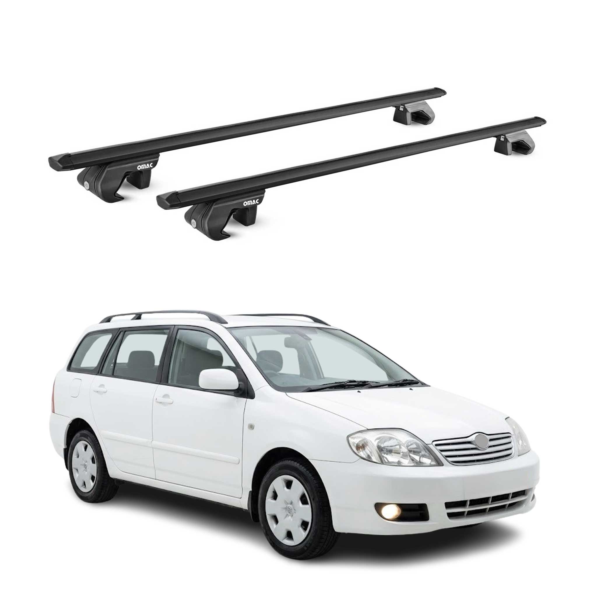 Dachträger Grundtäger für Toyota Corolla mk9 Kombi 2002-07 90kg Alu Schwarz ABE