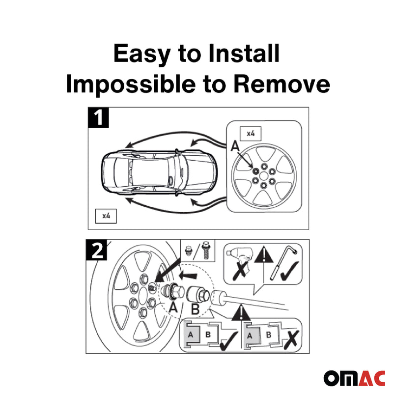 Radschloss Satz für Skoda Fabia/ Octavia/ Roomster Felgenschloss Silber M14X1.5