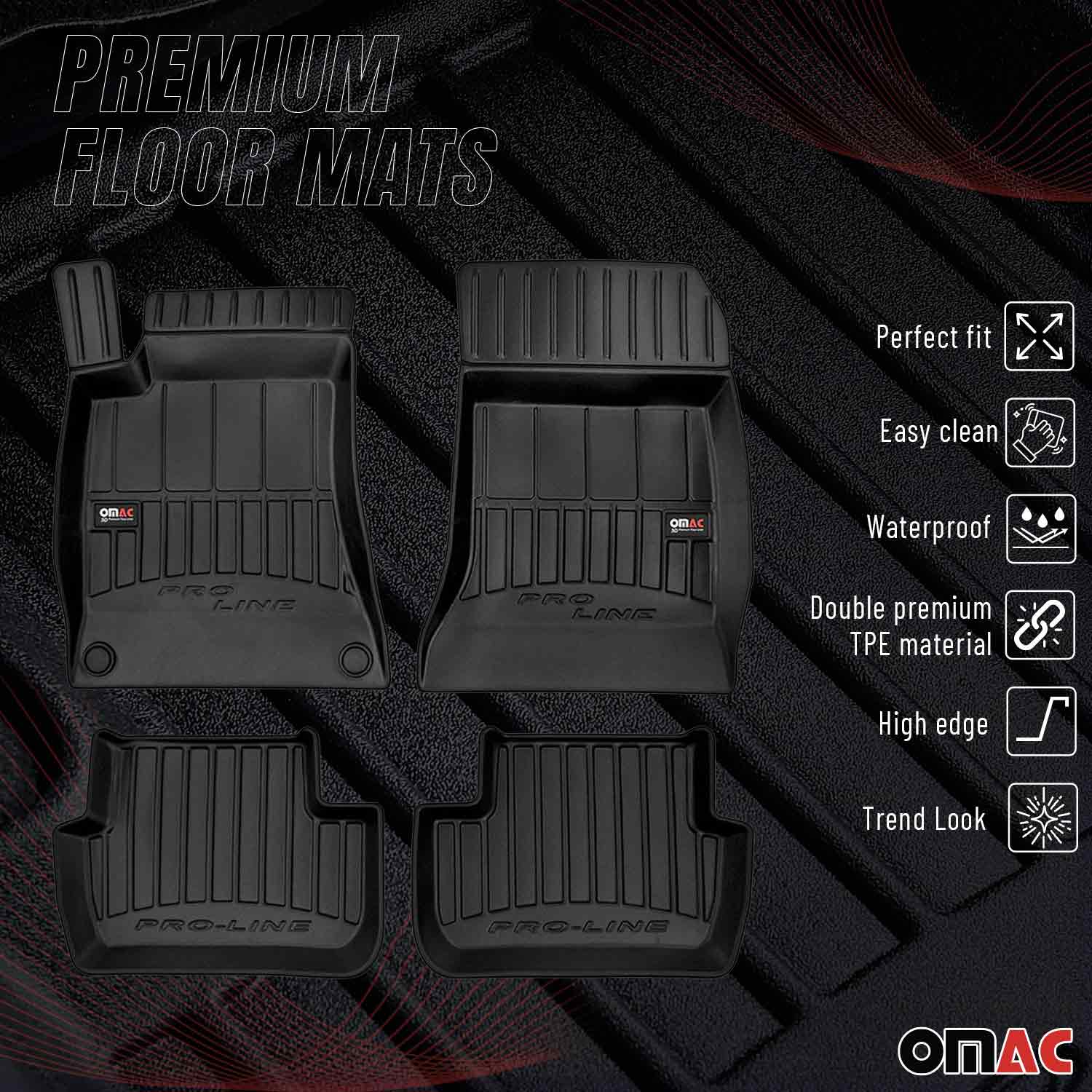 OMAC Gummi Fußmatten für Mercedes A Klasse W176 2012-2018 Premium TPE Schwarz 4x