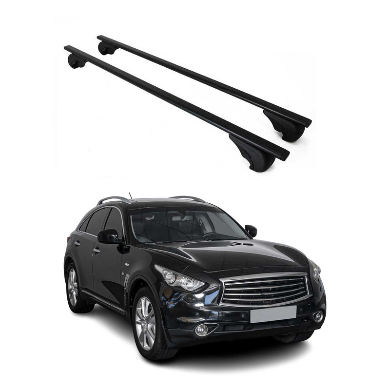 Dachträger Grundtäger für Infiniti QX70 2013-2019 75kg Metall Schwarz 2 tlg