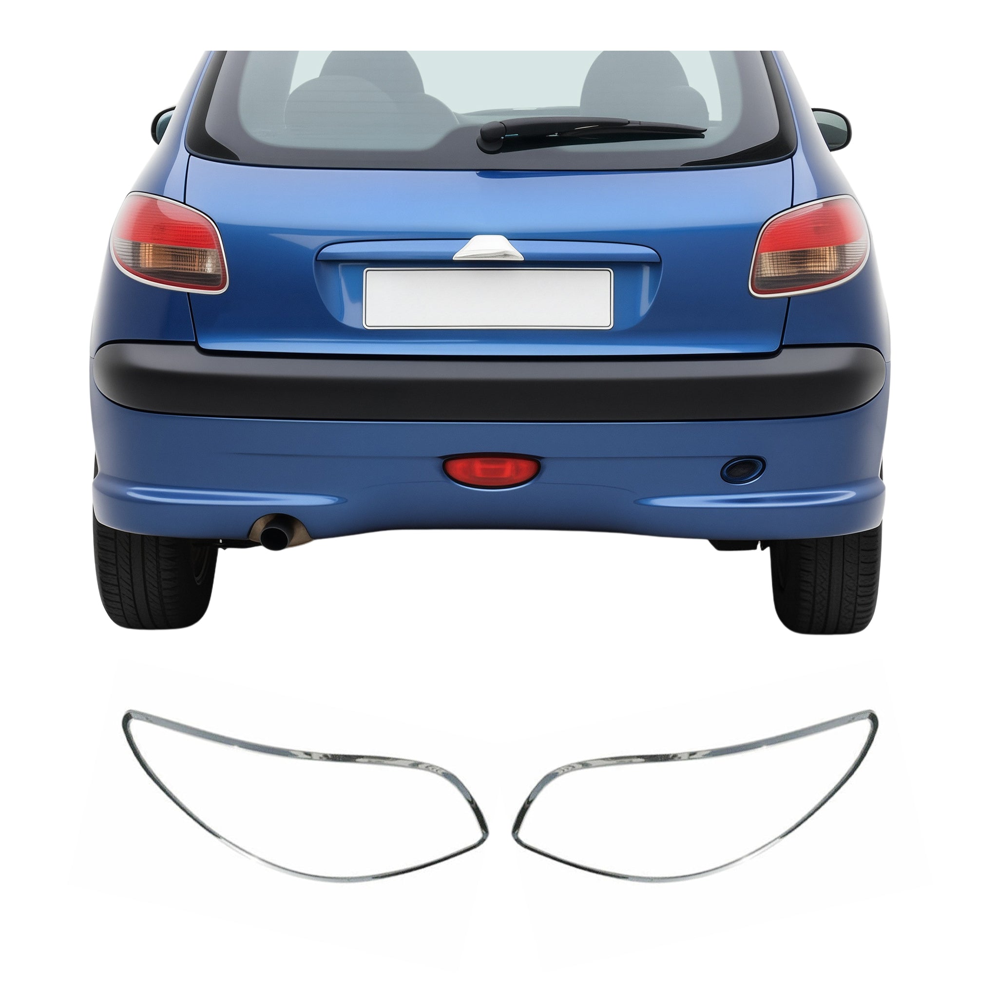 Rücklicht Leisten Heckleuchte für Peugeot 206 1998-2009 Chrom ABS Silber 2tlg