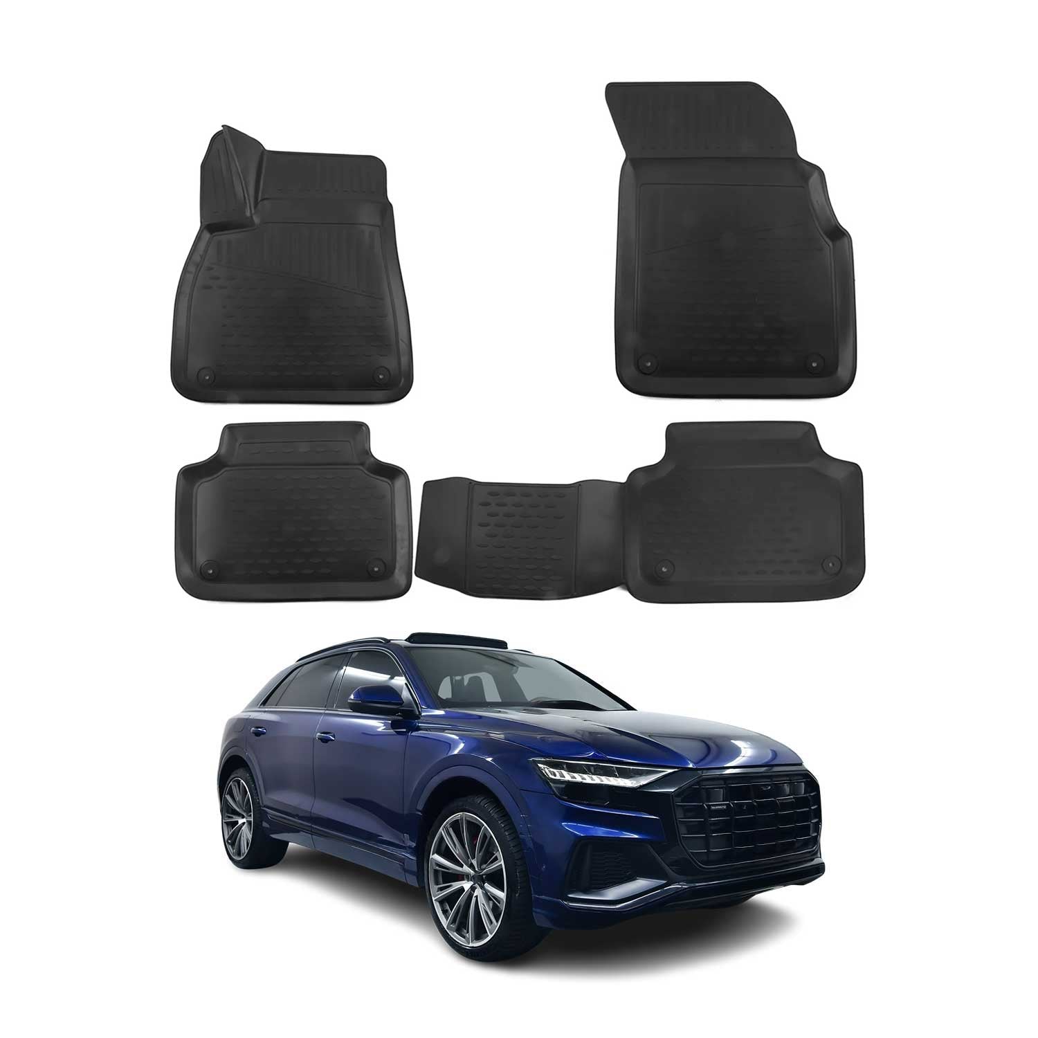 OMAC Gummimatten Fußmatten für Audi Q8 2018-2026 TPE Automatten TPE Schwarz