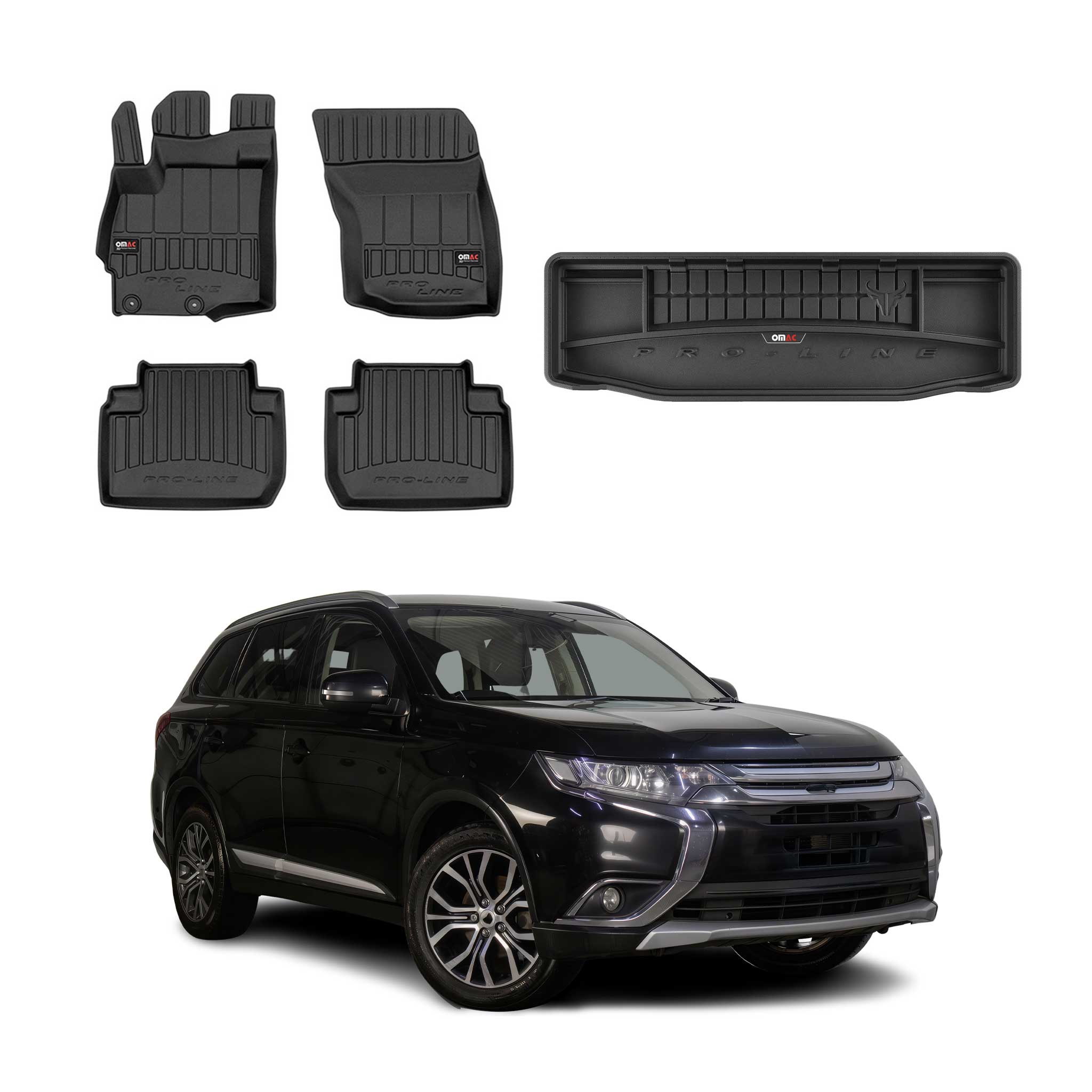 OMAC Fußmatten & Kofferraumwanne für Mitsubishi Outlander 2012-2015 ohne 3Reihe