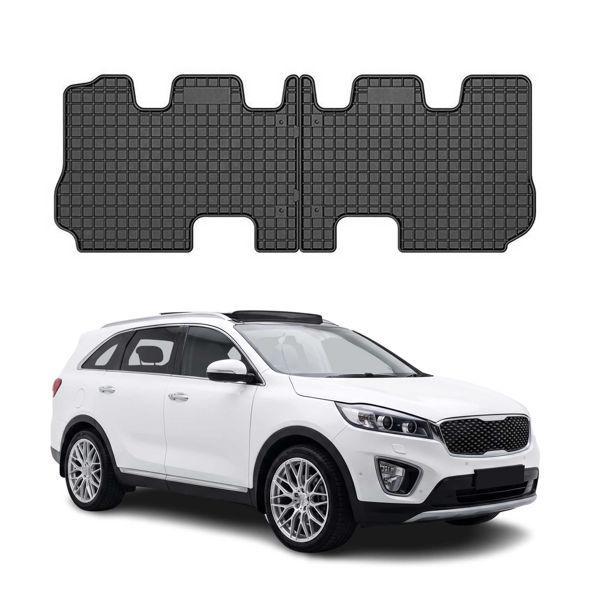 OMAC Gummi Fußmatten für Hyundai Santa Fe 3RD ROW 2015-2018 Automatte Schwarz 2x