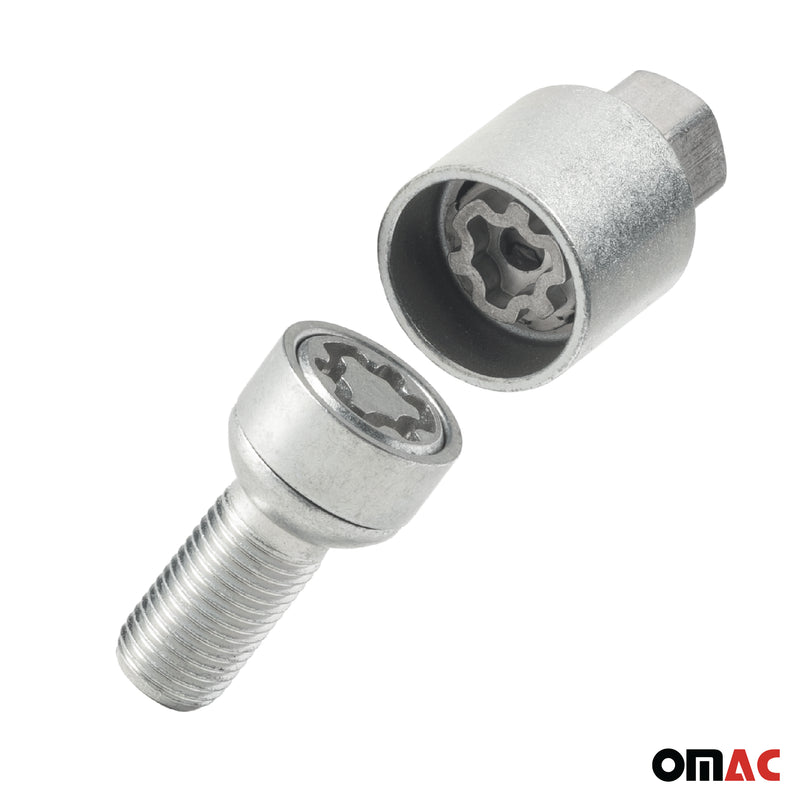 Radschloss Satz für Mercedes EQC/ EQA/ EQB/ EQS/ EQE ab 2020 Silber 4tlg M14X1.5