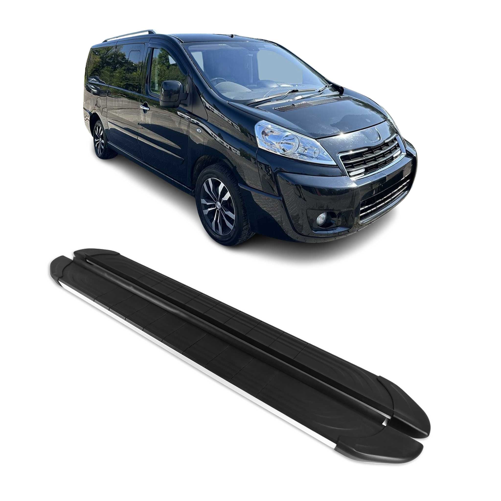 Trittbretter Seitenschweller für Peugeot Expert 2007-2016 L2 Alu Schwarz Grau