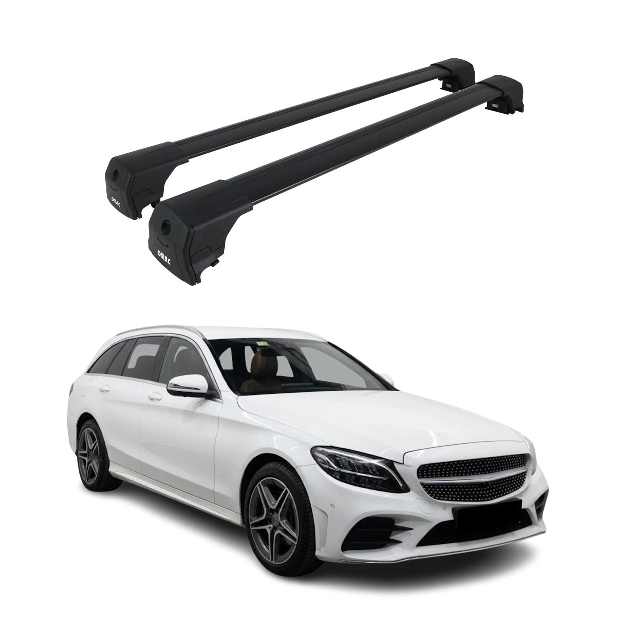Dachträger Gepäckträger für Mercedes C Klasse Kombi S205 2014-21 ABE Alu Schwarz