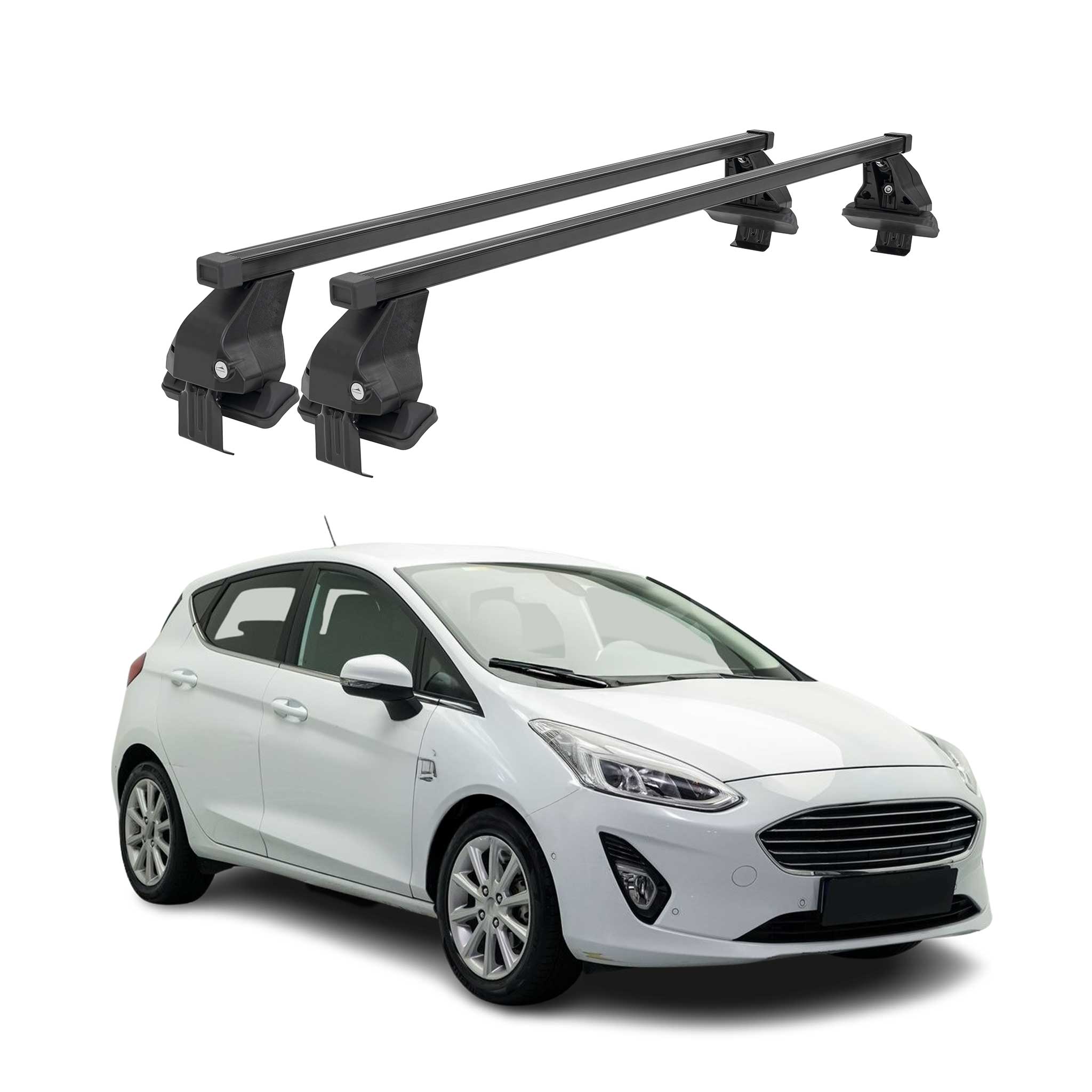 Menabo Dachträger Grundtäger für Ford Fiesta 2018-2023 50kg Stahl Schwarz 2 tlg