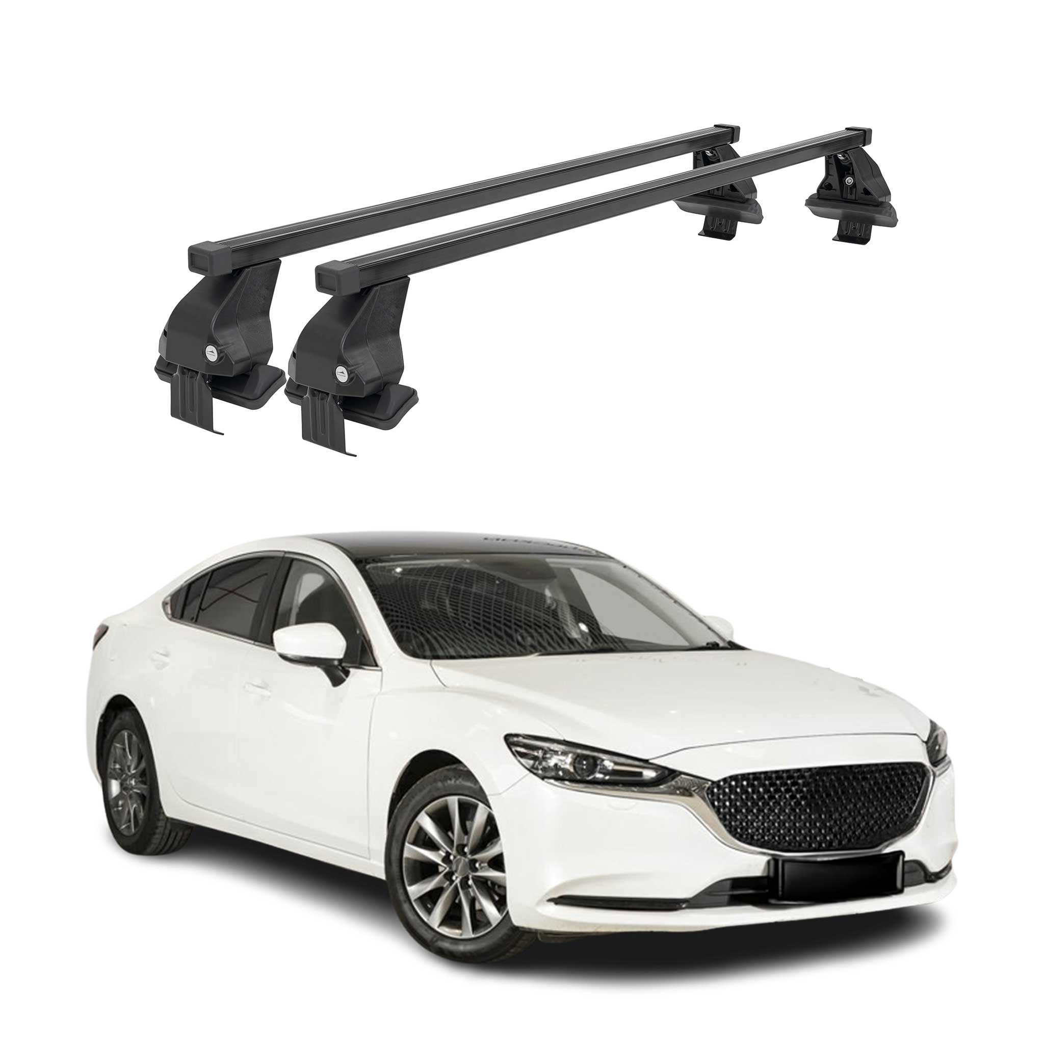 Menabo Dachträger Grundtäger für Mazda 6 Limo 2012-2025 50kg Stahl Schwarz 2 tlg