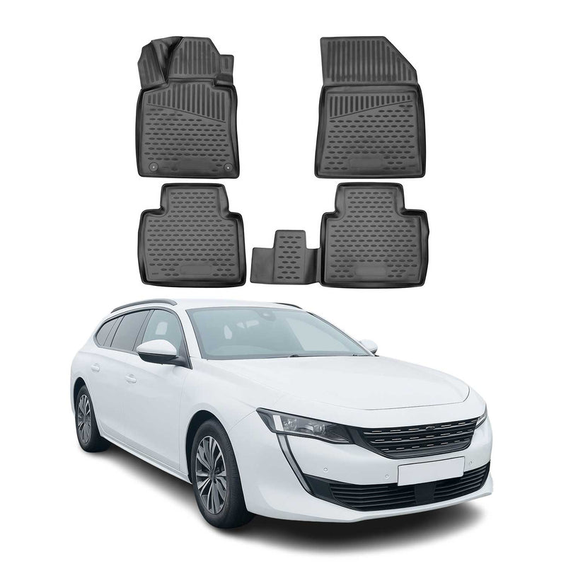 OMAC Gummimatten Fußmatten für Peugeot 508 SW 2018-2021 TPE Automatte Schwarz 4x