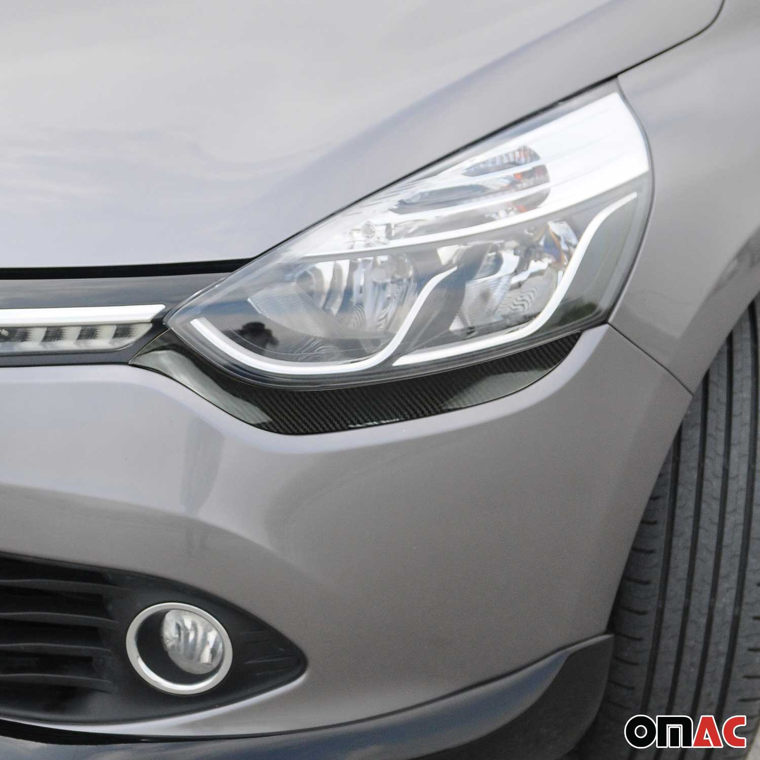 Scheinwerfer Leisten Scheinwerferblende für Renault Clio 2012-16 Echt Carbon 2x
