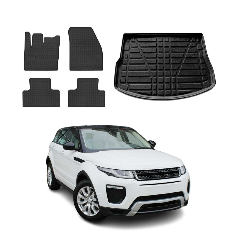 Fußmatten & Kofferraumwanne Set für Range Rover Evoque 2012-2019 Gummi TPE 5x
