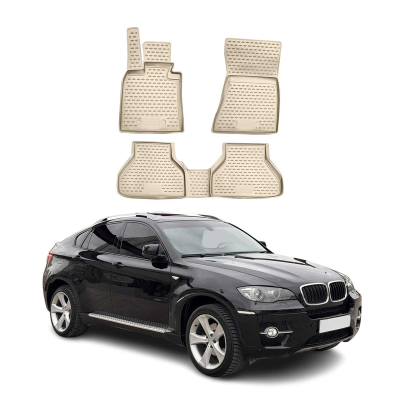 OMAC Gummimatten Fußmatten für BMW X6 E71 E72 2007-2014 TPE Automatten Beige 4x