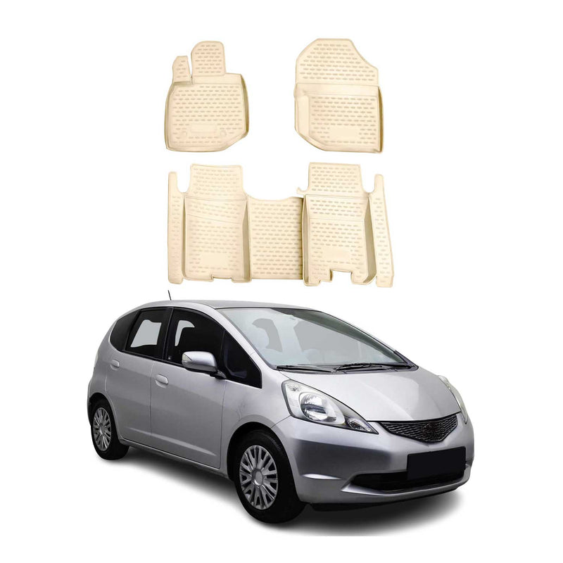 OMAC Fußmatten Automatten für Honda Jazz 2008-2015 Gummi Beige 4 tlg