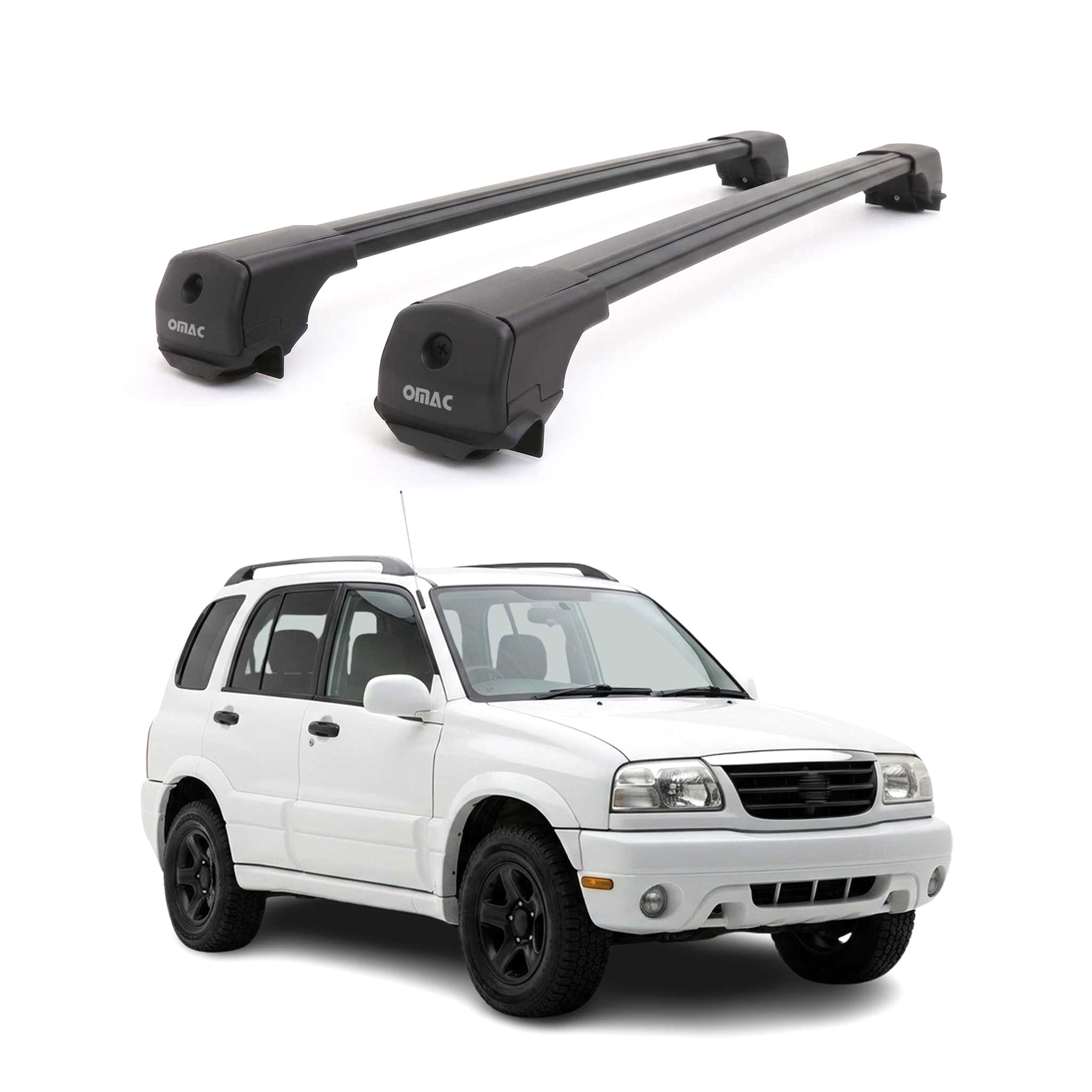 Dachträger Grundträger für Suzuki Grand Vitara 1998-2005 Aluminium Schwarz 2tlg