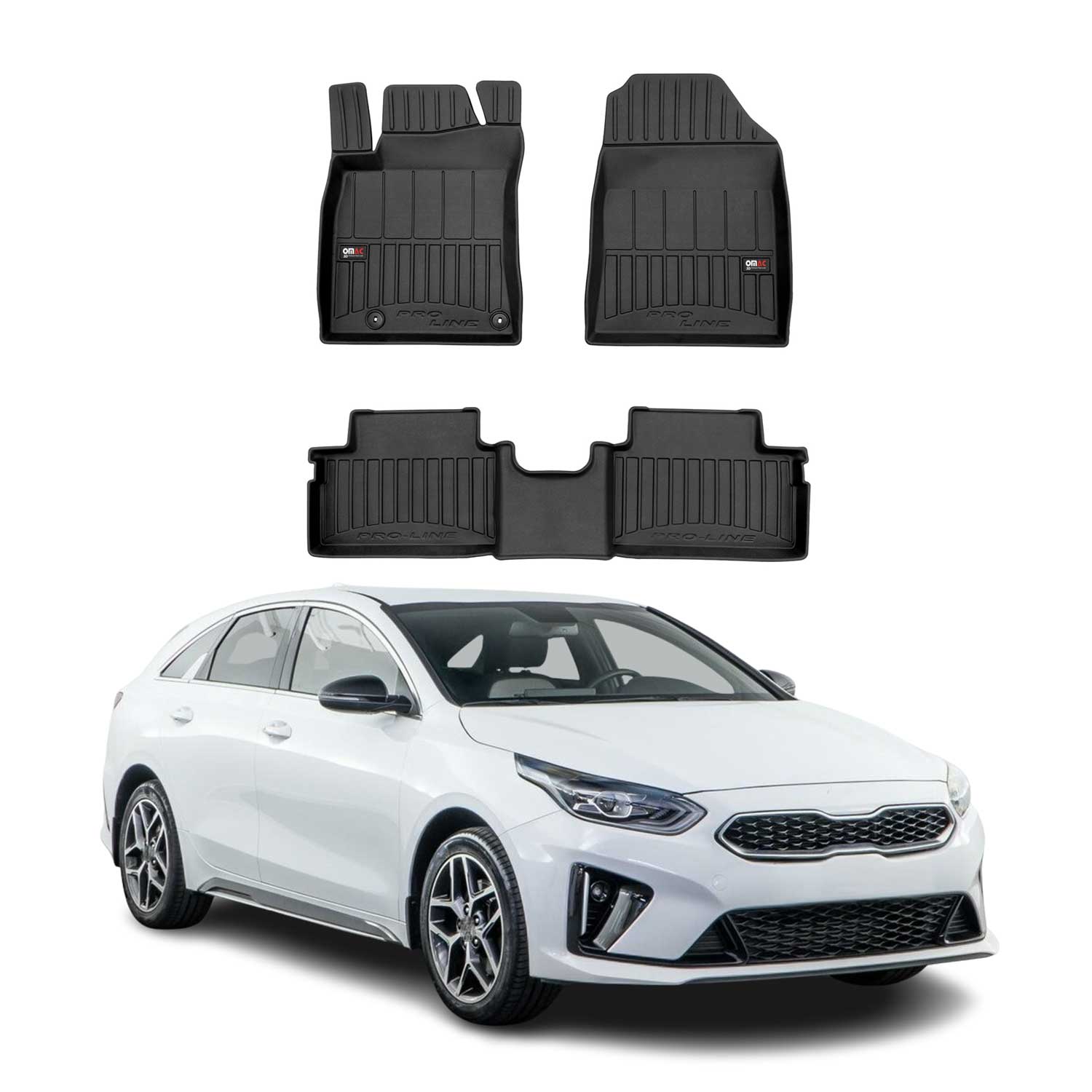 OMAC Gummi Fußmatten für Kia Ceed 2018-2025 Premium TPE 3D Automatten Schwarz 3x
