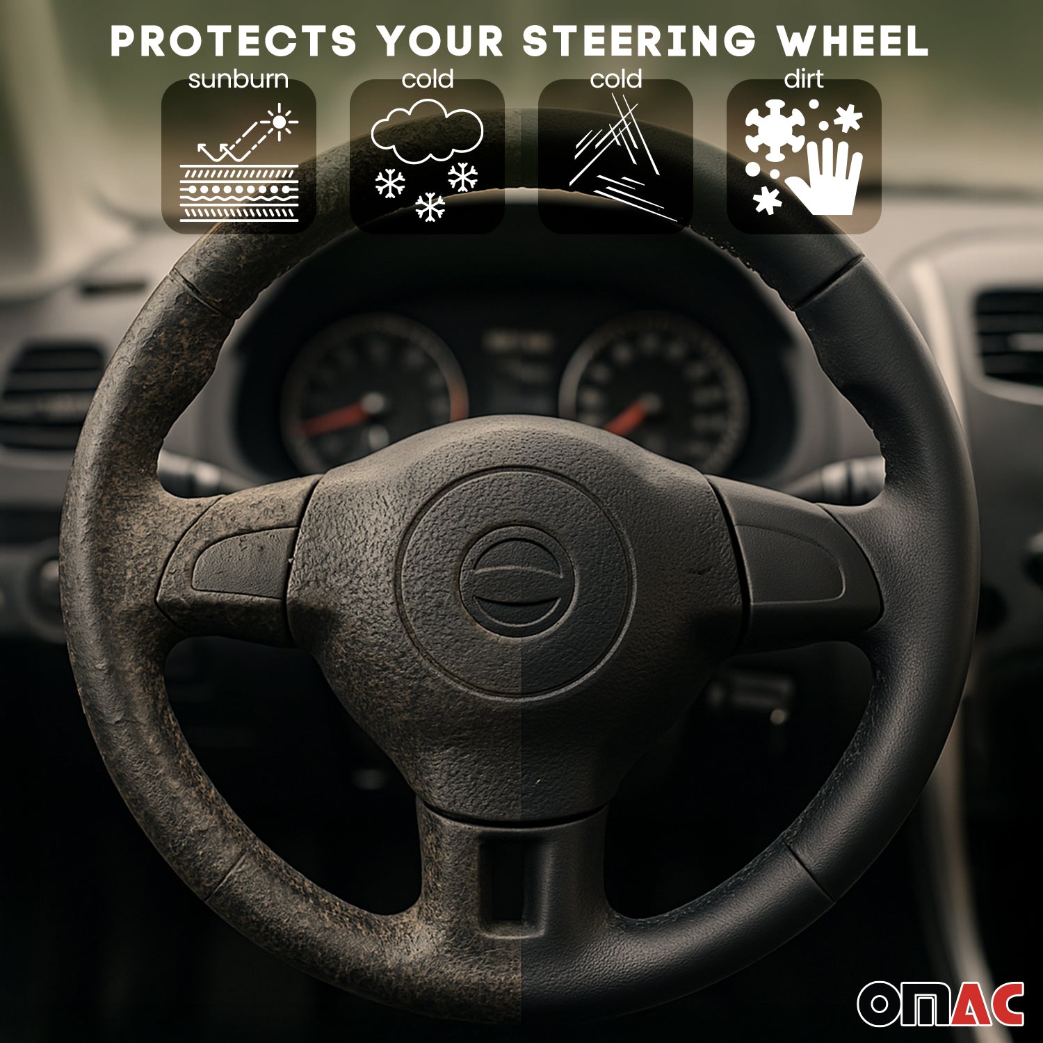 Lenkradbezug Lenkradschoner Lenkrad abdeckung Schwarz Blau Stiche Ø 38-40 cm