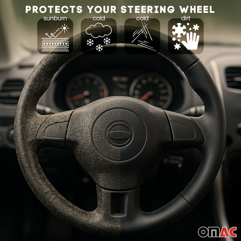 Lenkradbezug Lenkradschoner Lenkrad abdeckung Schwarz Blau Stiche Ø 38-40 cm