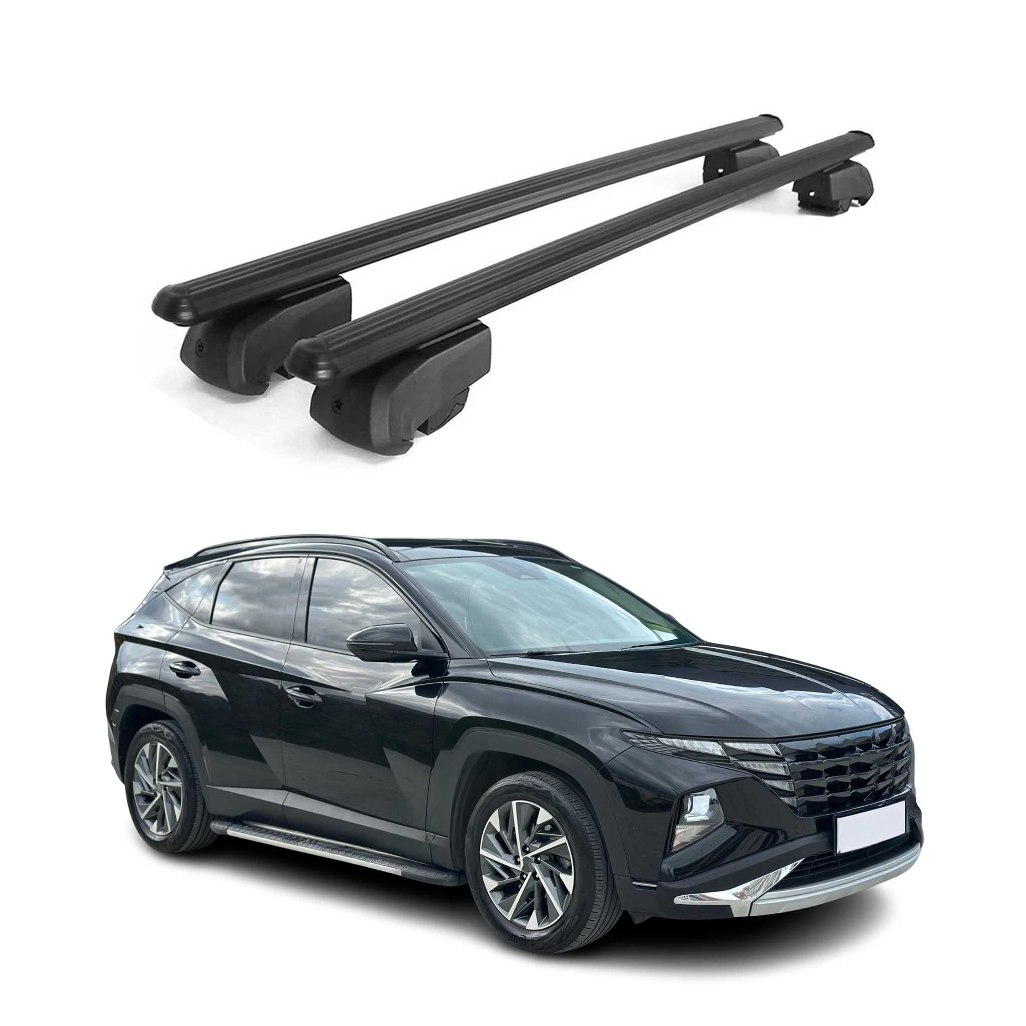Dachträger Grundtäger für Hyundai Tucson mk4 2022-2026 75kg Alu Schwarz 2 tlg