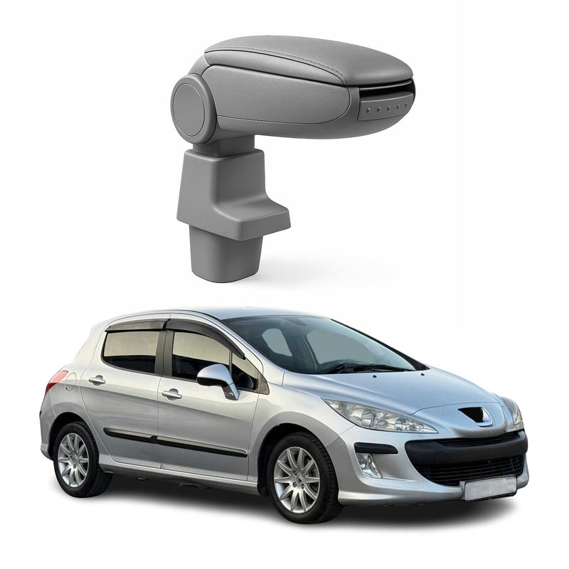 Mittelarmlehne Armlehne Mittelkonsole für Peugeot 308 2007-2014 PU-Leder Grau