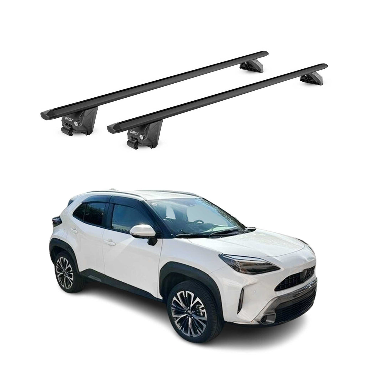 Dachträger Grundtäger für Toyota Yaris Cross 2021-2026 100kg Alu Schwarz 2x ABE
