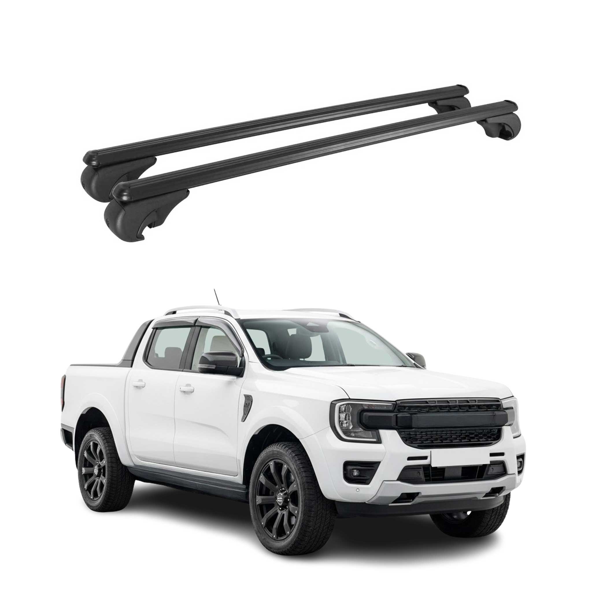 Dachträger Grundträger für Ford Ranger IV 2022-2026 TÜV Aluminium Schwarz 2tlg