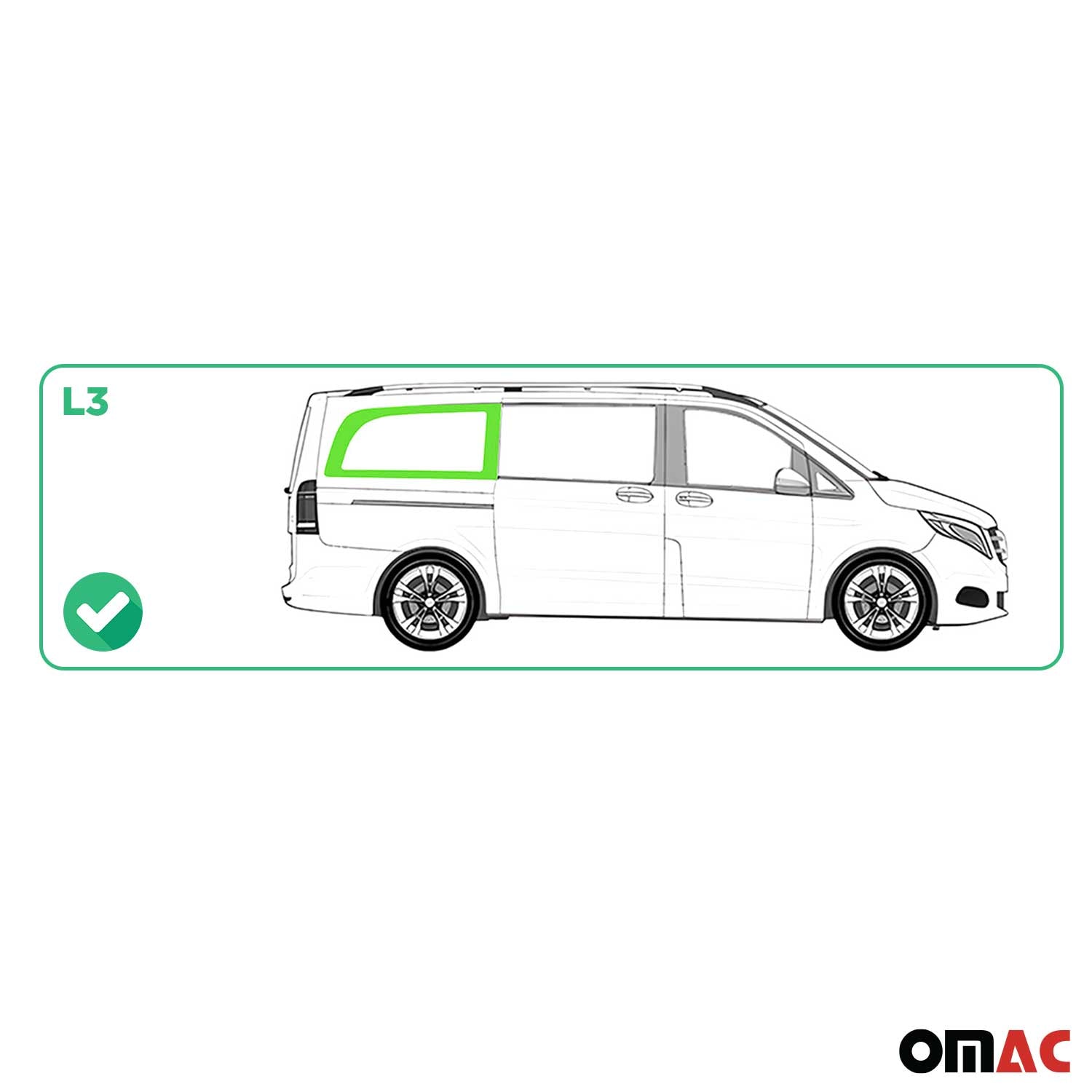 Seitenfenster Sicherheitsglas für Mercedes-Benz W447 2014-2026 Rechts L3