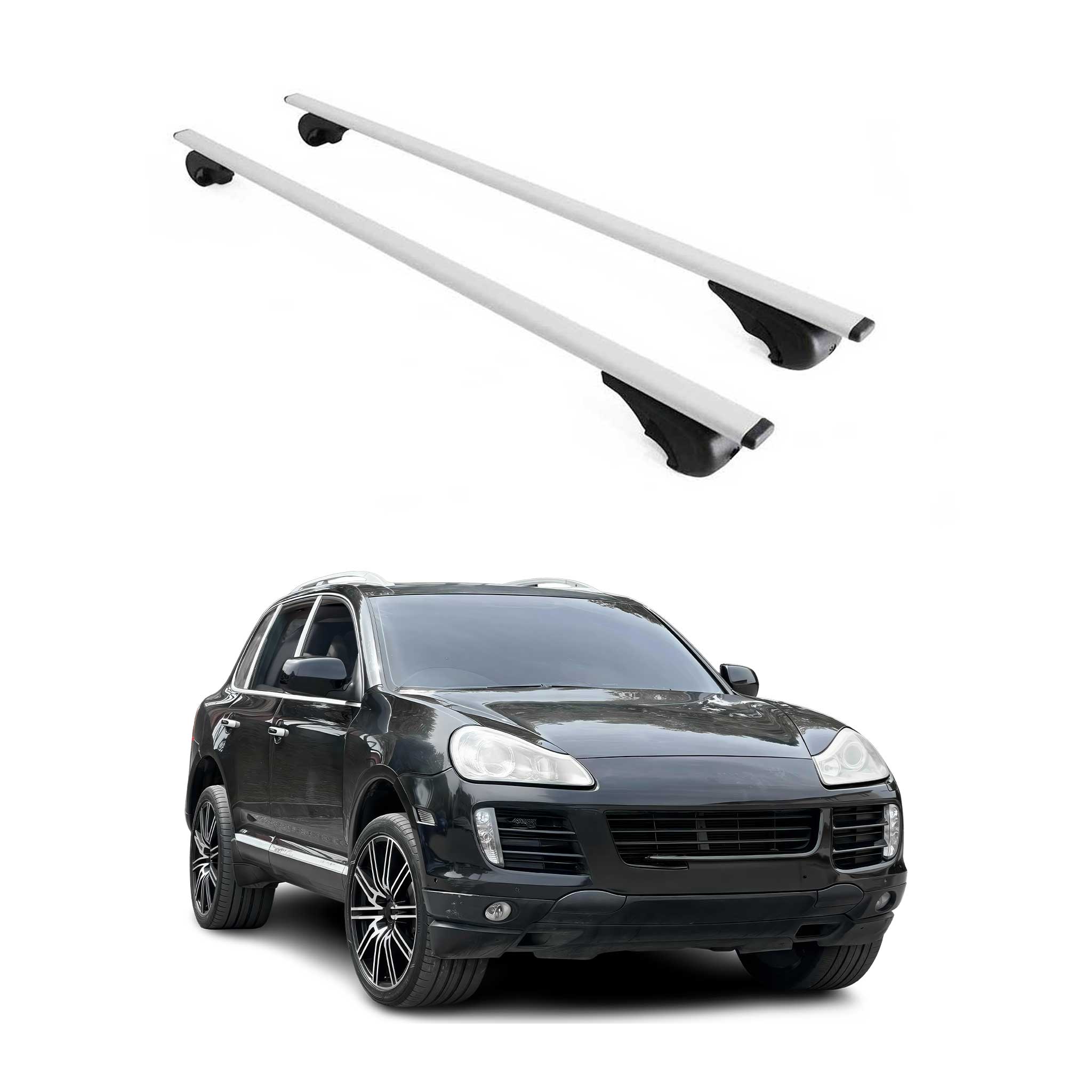 Dachträger Grundtäger für Porsche Cayenne 2002-2010 75kg Metall Silber 2 tlg