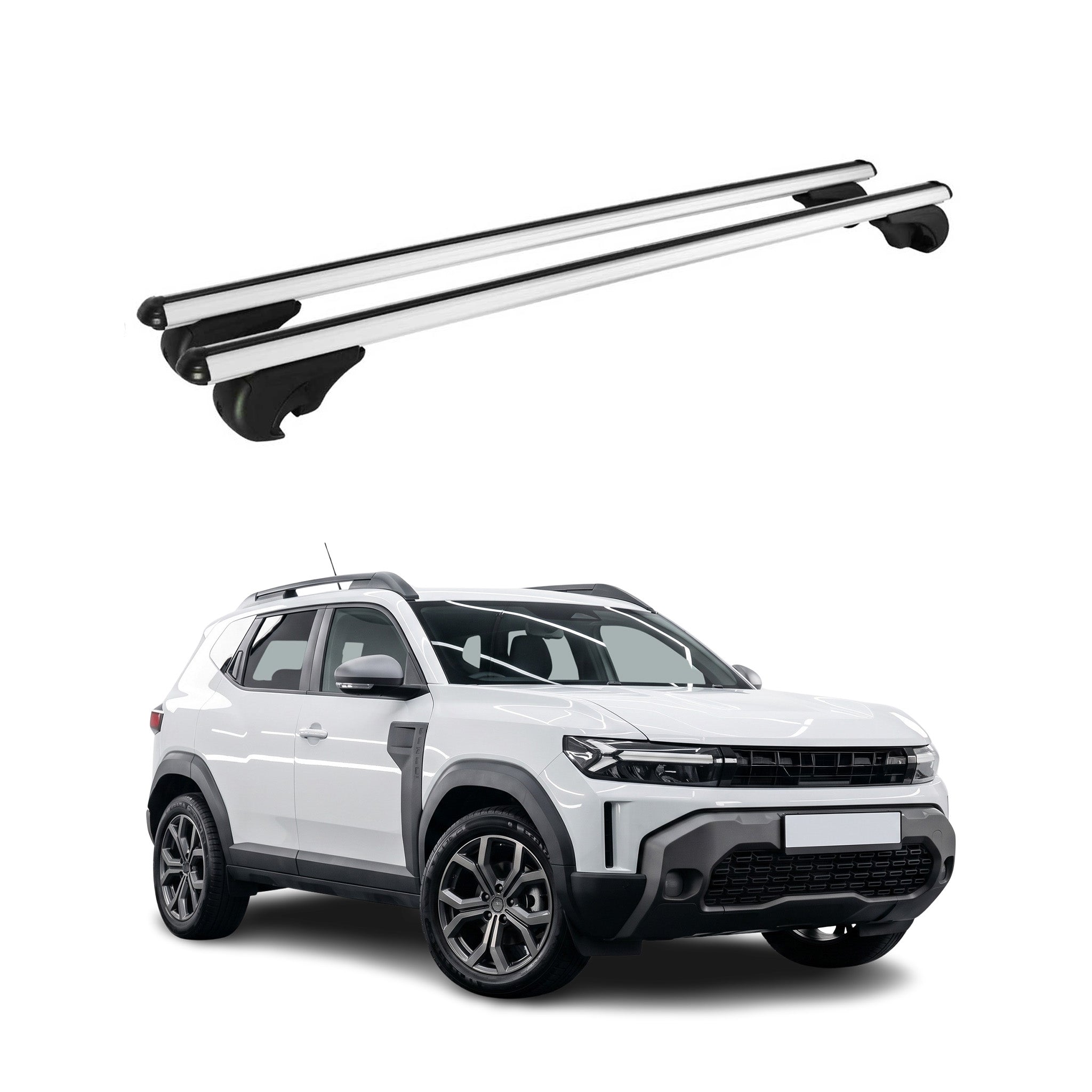 Dachträger Grundtäger für Dacia Duster mk3 2024-2026 75kg Aluminium Silber 2 tlg