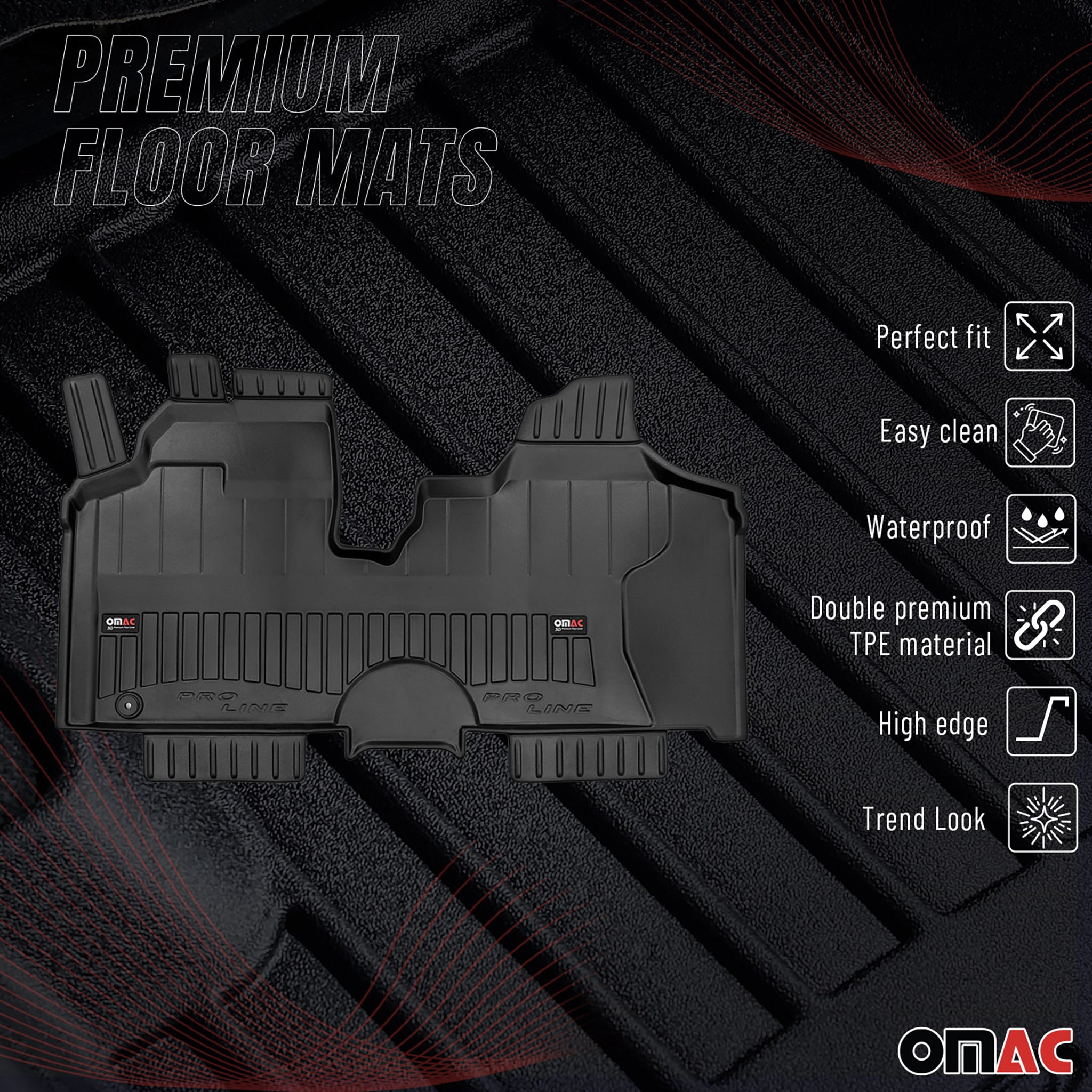OMAC Gummi Fußmatten für Fiat Scudo 2007-2016 Premium TPE Automatten 1tlg
