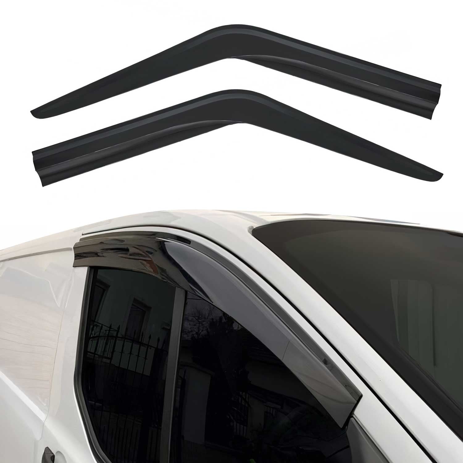 2x Windabweiser Regenabweiser für Ford Transit 2000-2014 Acryl Dunkel