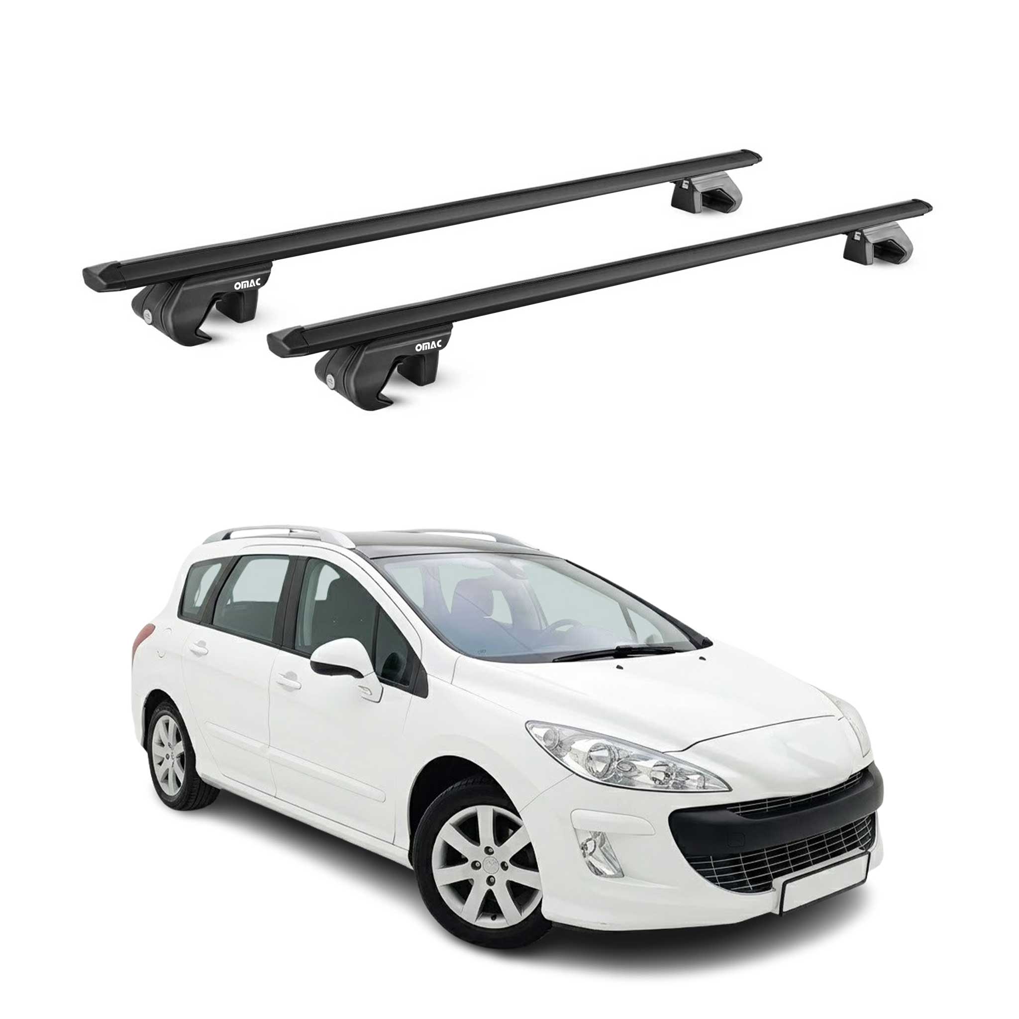 Dachträger Grundtäger für Peugeot 308 I Kombi 2007-2013 90kg Alu Schwarz ABE