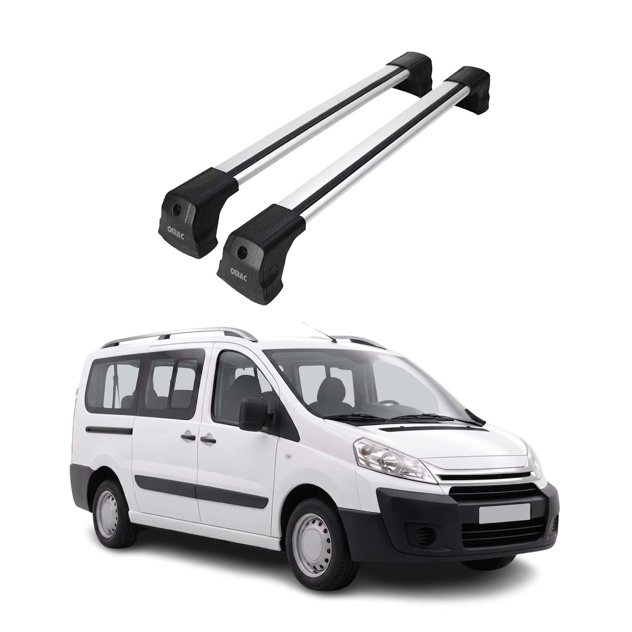 Dachträger Grundträger für Citroen Jumpy II 2007-2016 75kg Aluminium Silber 2tlg