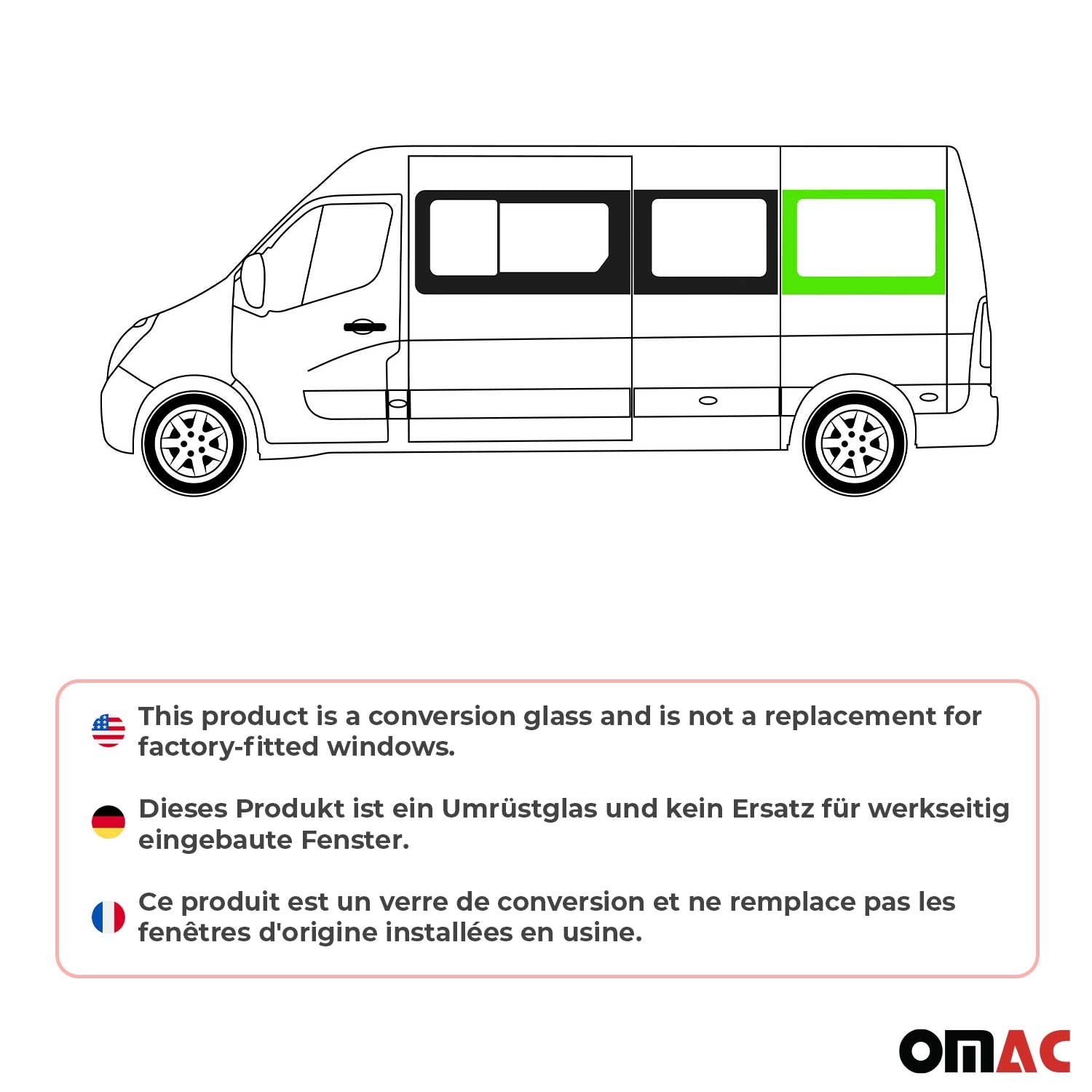 Seitenfenster Auto für Opel Movano 2010–2021 Links L3 Mittel L4 Mitte vorne