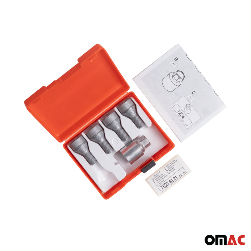 Radschloss Radschrauben Satz für Nissan Micra 2004-2010 Silber 4x M12X1.5