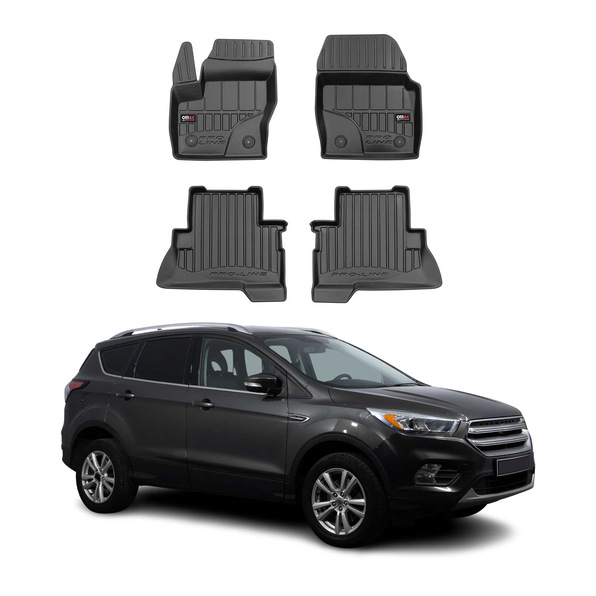 OMAC Gummi Fußmatten für Ford Kuga II 2012-2019 Premium TPE 3D Automatten 4tlg