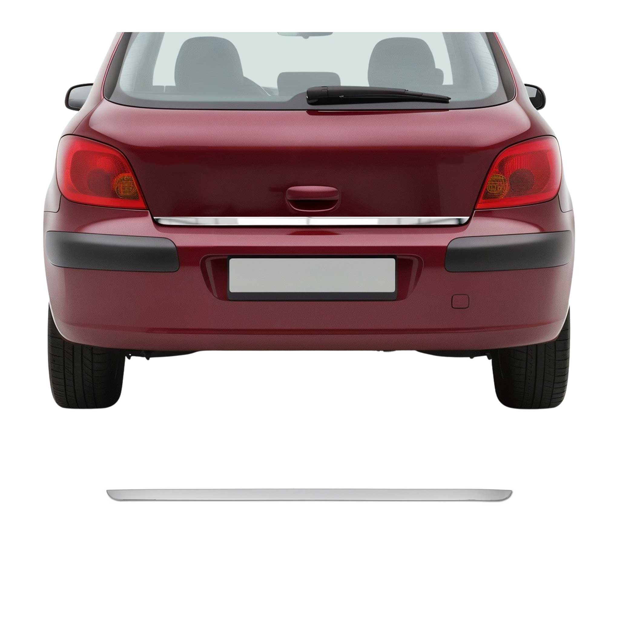 Kofferraumleiste Heckleiste für Peugeot 307 2001-2009 Untere Chrom Edelstahl