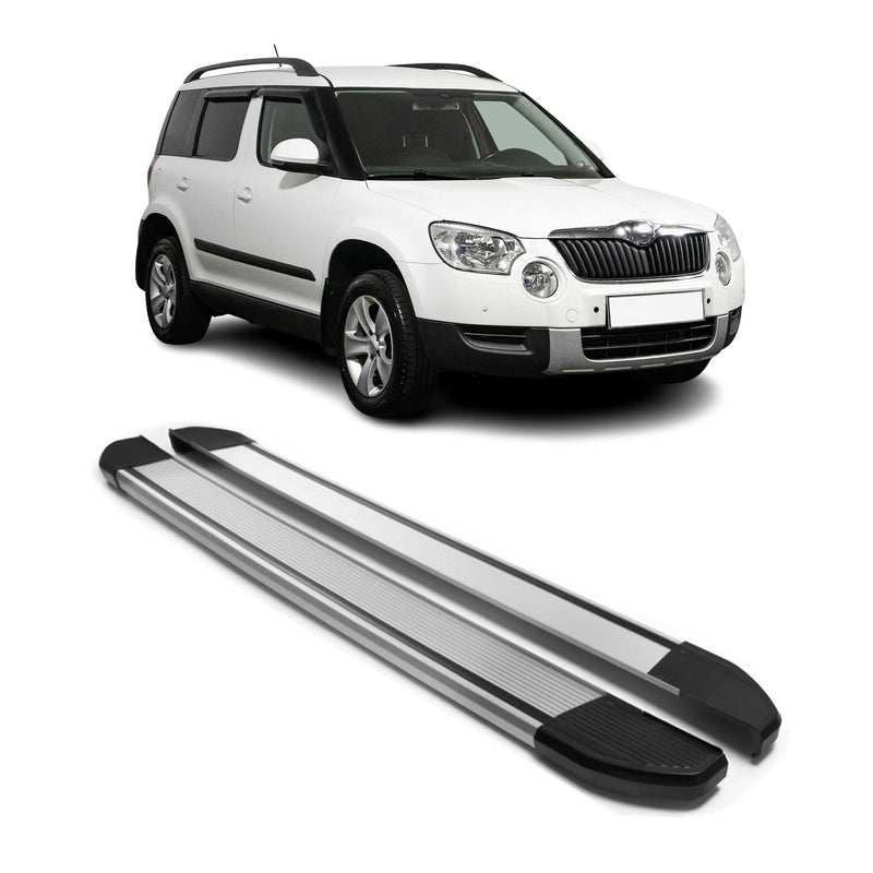 Aluminium Seitenschweller Trittbretter für Skoda Yeti 2009-2017 Silber 2tlg