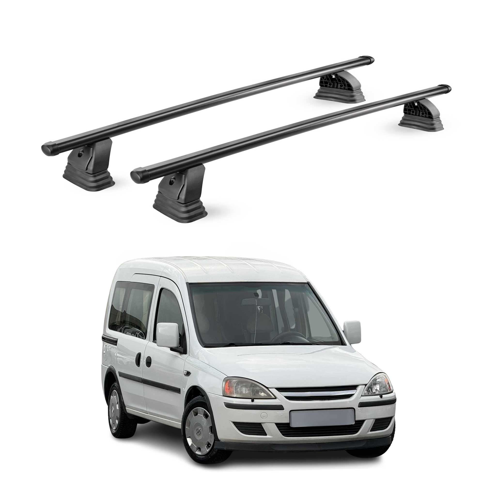 Stahl Dachträger für Opel Combo C 2001-2012 TÜV Abschließbar 75 kg 2tlg Schwarz
