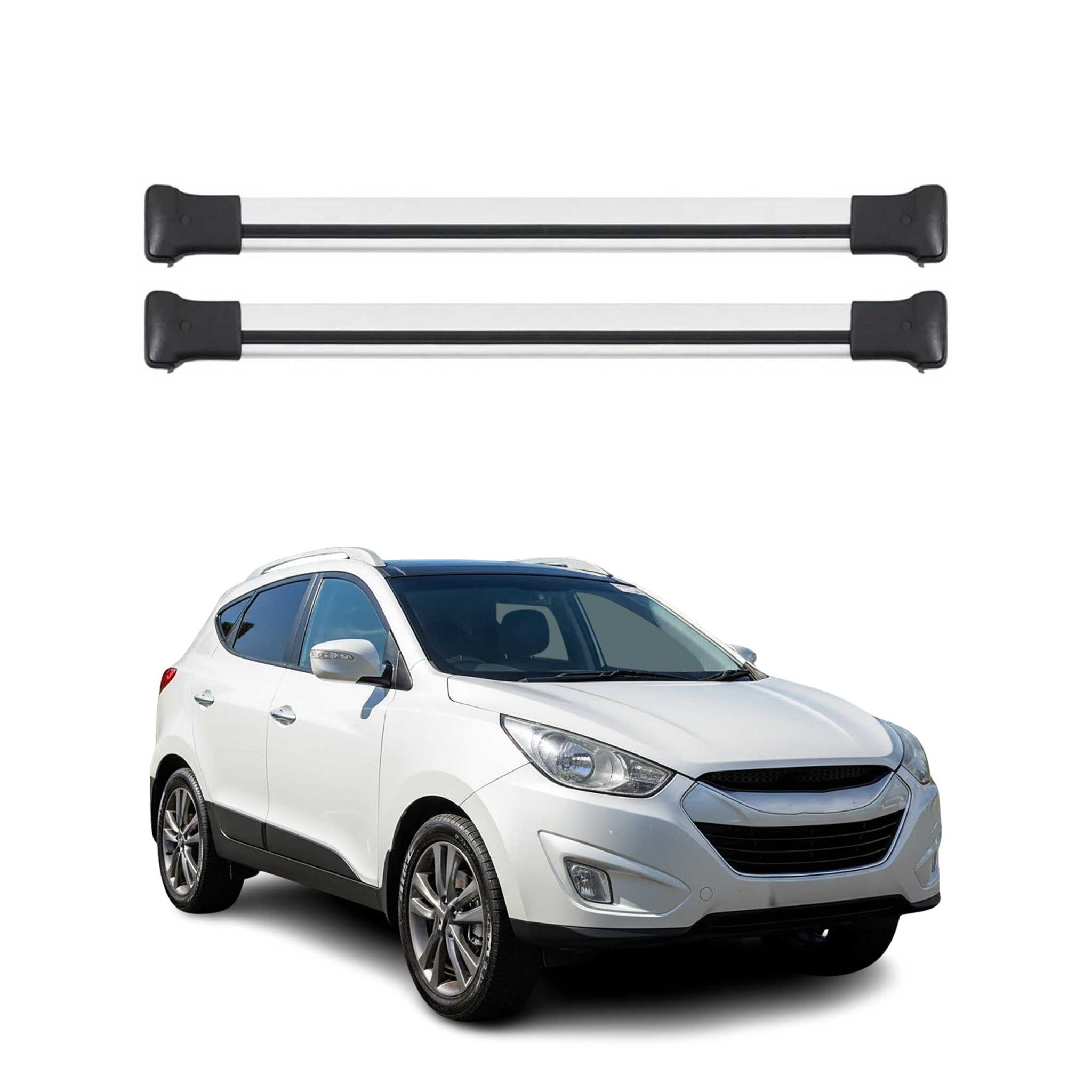 Dachträger Grundtäger für Hyundai ix35 2010-2015 75kg Aluminium Silber 2 tlg