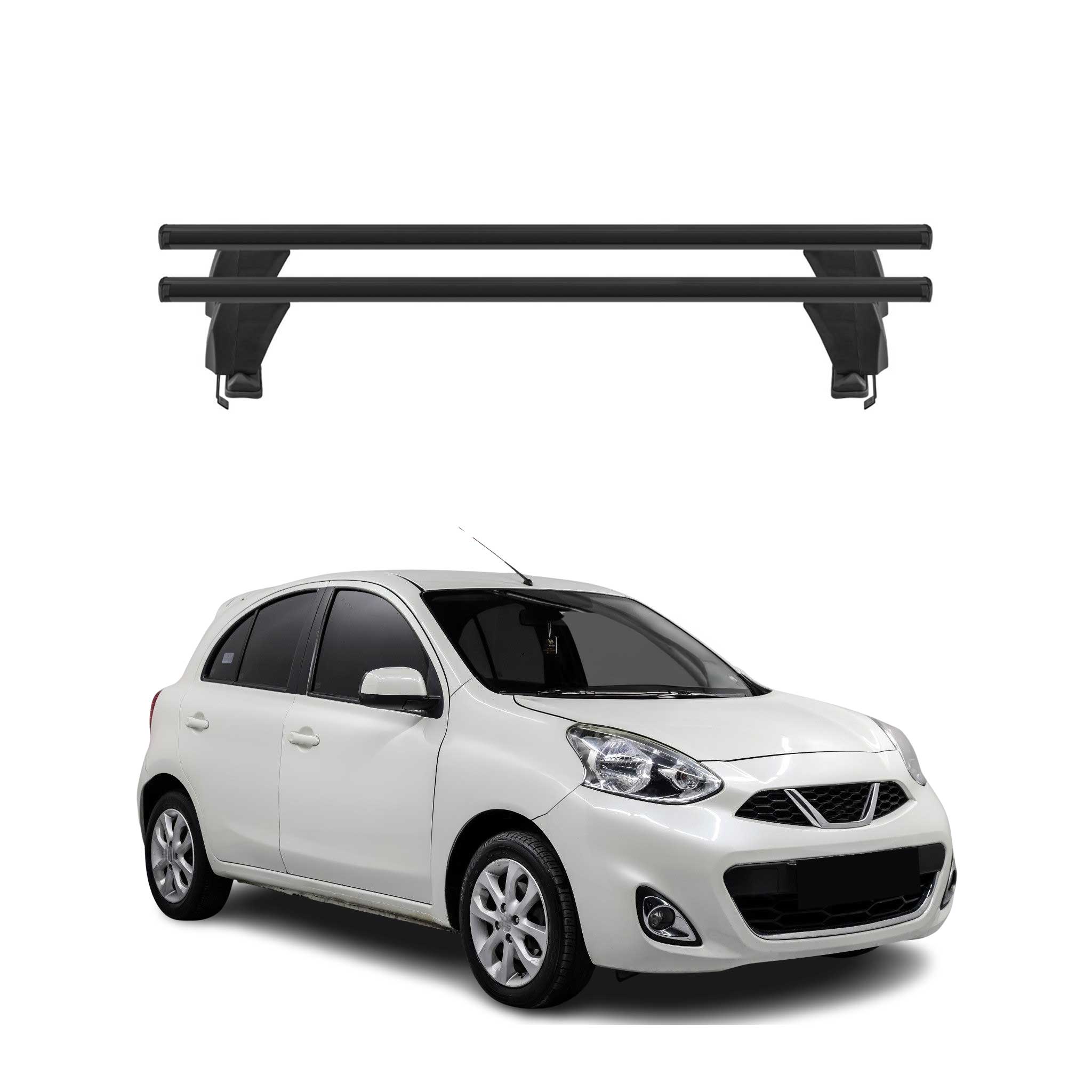 Menabo Dachträger Grundtäger für Nissan Micra 2017-2023 50kg Alu Schwarz 2 tlg
