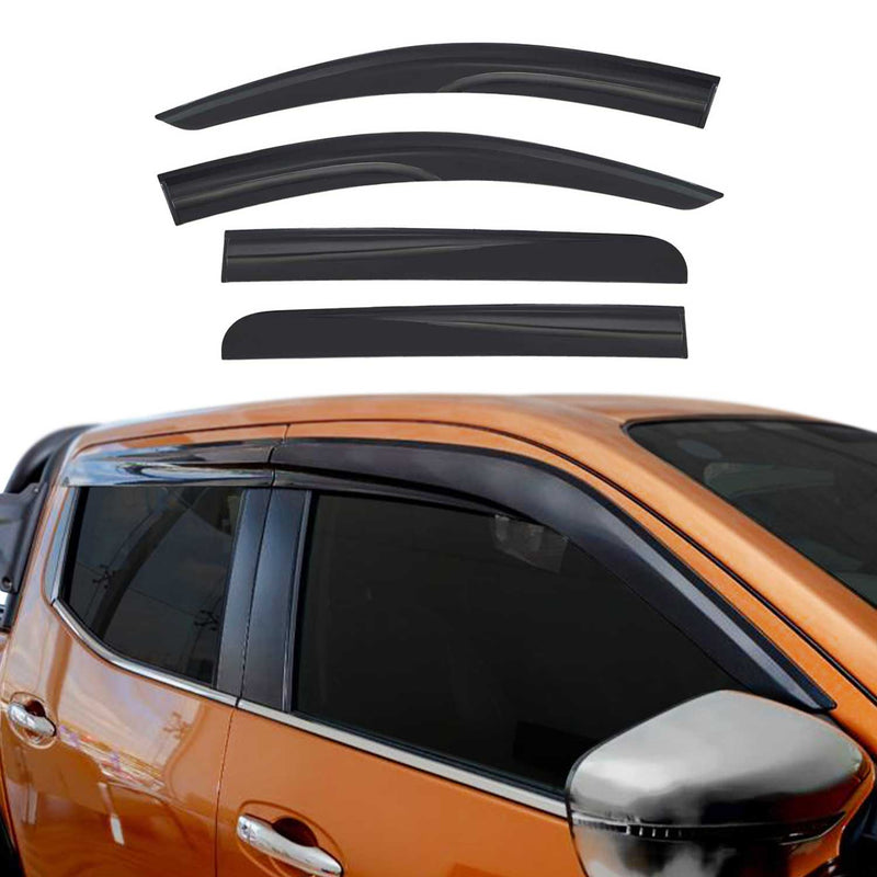 4x Windabweiser Regenabweiser für Mitsubishi L200 Triton 2014-2021 Acryl Dunkel