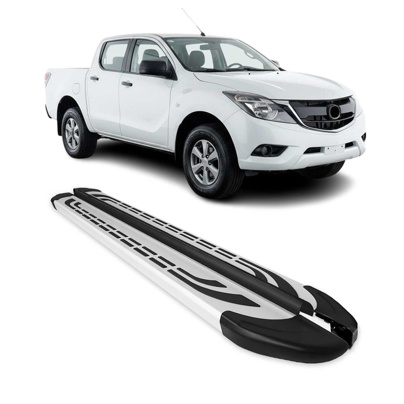 Trittbretter Seitenschweller für Mazda BT-50 DoubleCab 2012-2020 Alu Grau